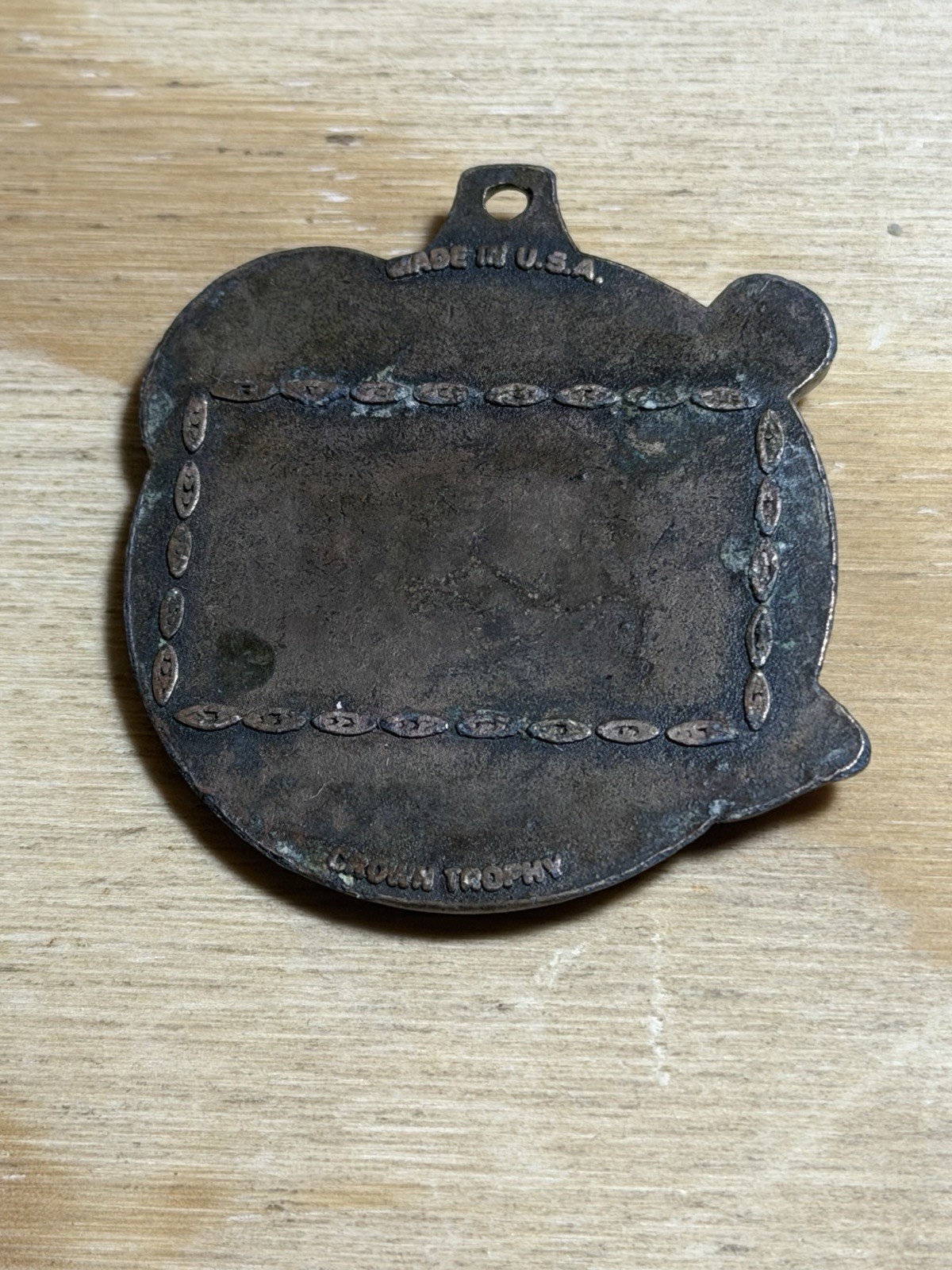 Vintage Baseball Bronze Crown Medal USA Engraved round 2 1/4 inch