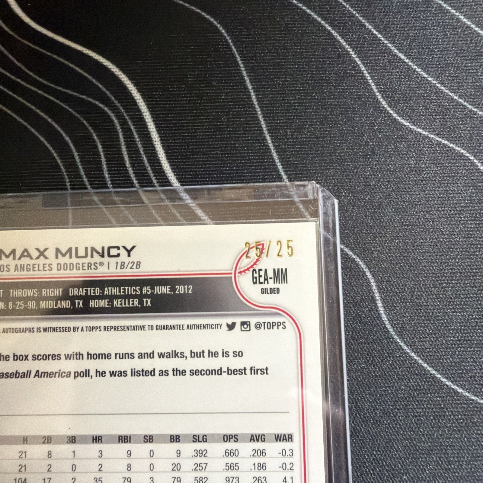 2022 Topps Gilded Collection Rose Gold Etch Auto 25/25 Max Muncy Dodgers #GEA-MM