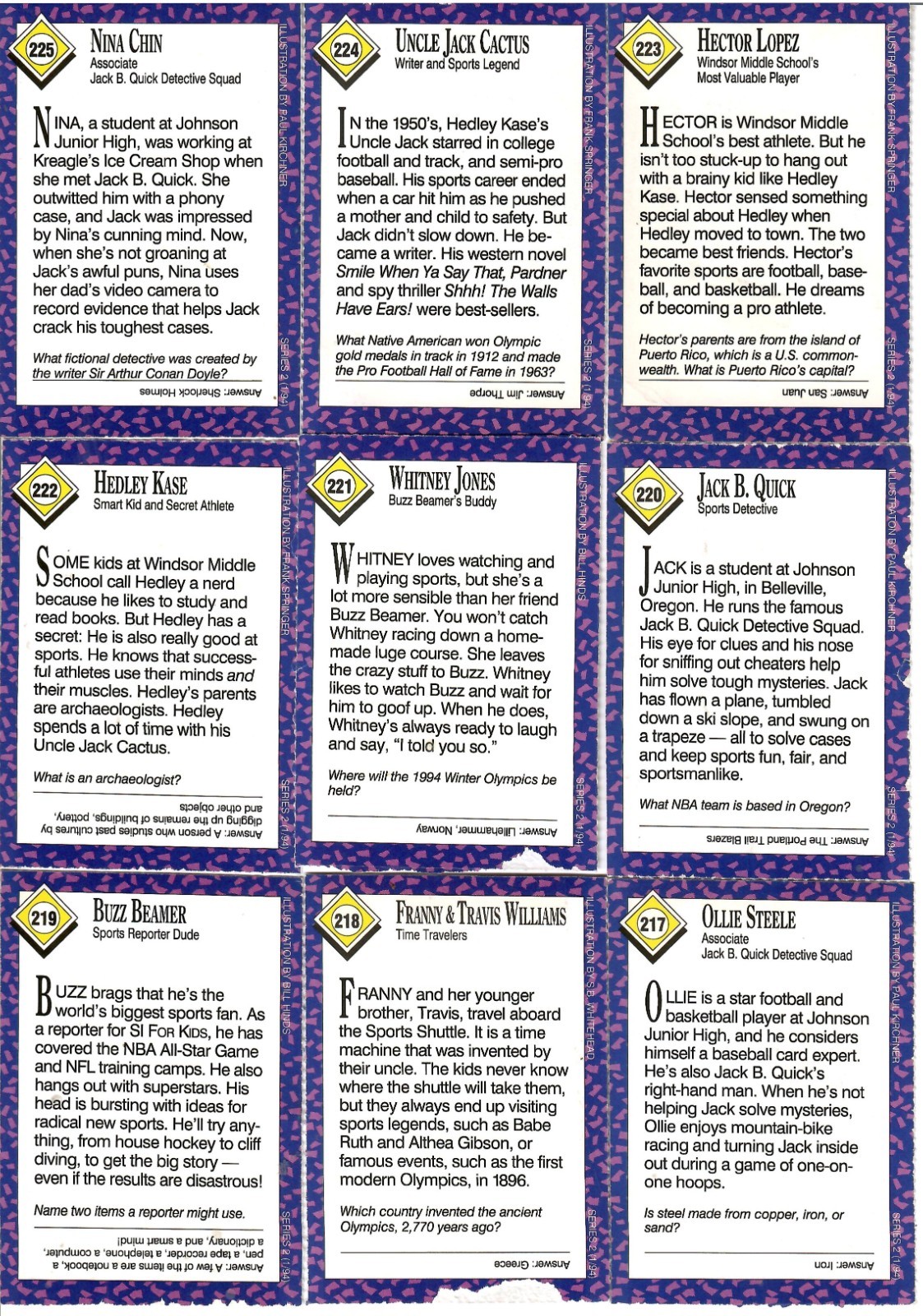 Lot Of 9 Sports Illustrated SI For Kids 5th Birthday Sports Cards Series 2 1994
