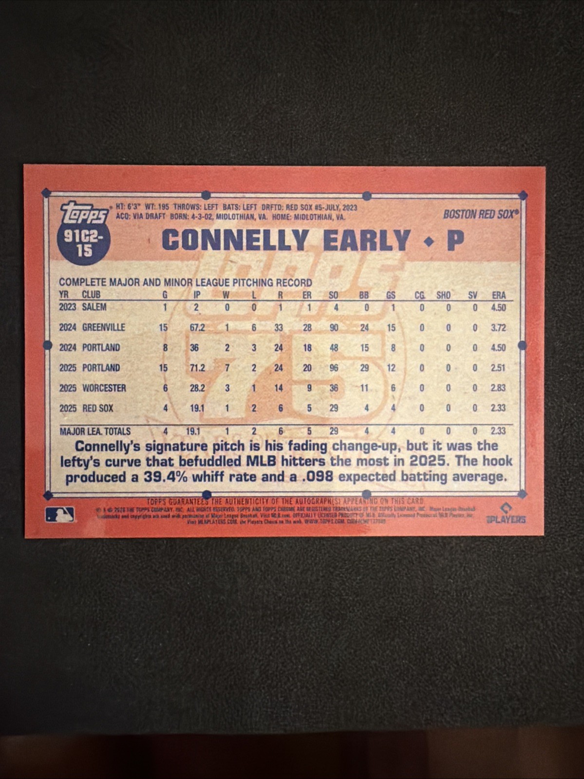 Connelly Early RC Auto Silver Pack Mojo /299 Boston Red Sox 2026 Topps Series 2