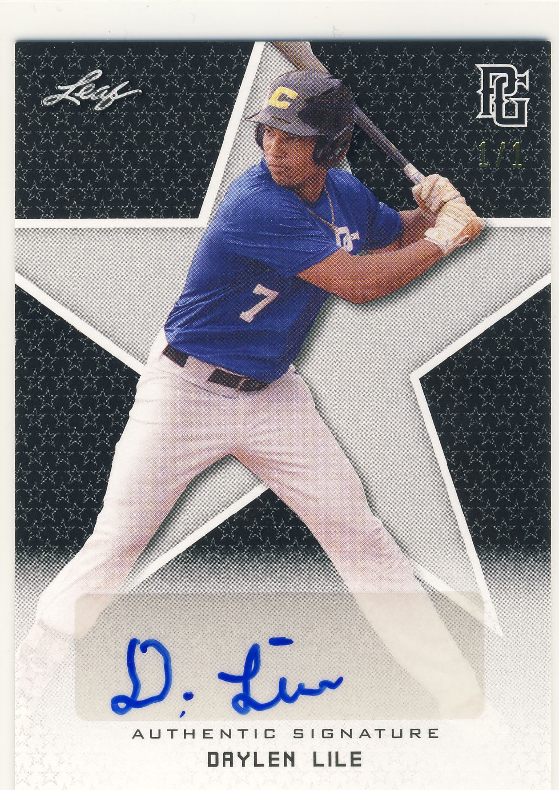 DAYLEN LILE 2020 Leaf Perfect Game PG National Showcase AUTO /1 NATIONALS 1/1