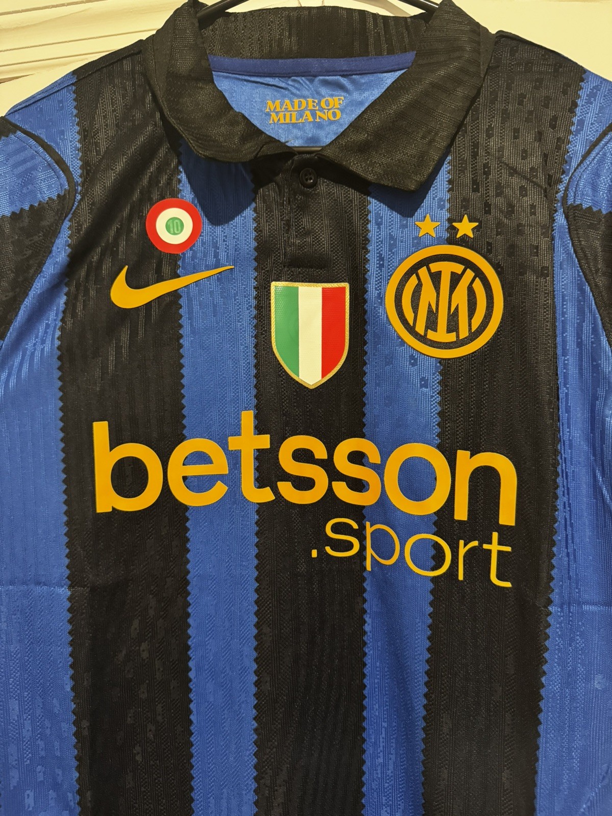 Inter Milan 26 27 PLAYER VERSION Slim Fit Home Jersey Scudetto Copa Italia Patch