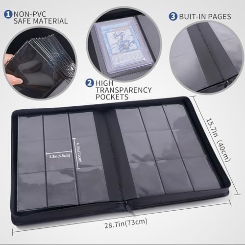 Toploader Binder, Holds 324 Toploaders, 9 Pockets, Top Loader Binder for Cards S