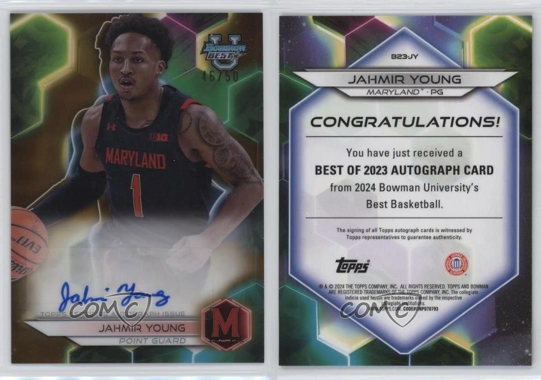 2023-24 Bowman U Best of Gold Refractor 46/50 Jahmir Young #B23-JY Auto 1cc7
