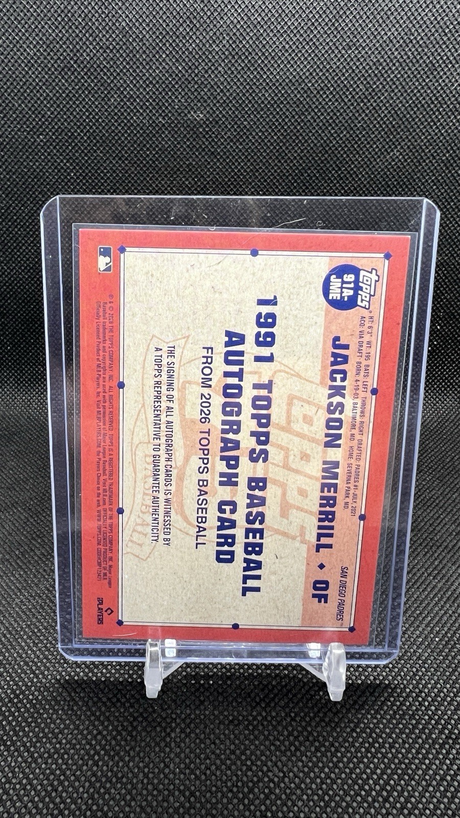 2026 Topps Series 2 Jackson Merrill Auto #91a-JME SD Padres