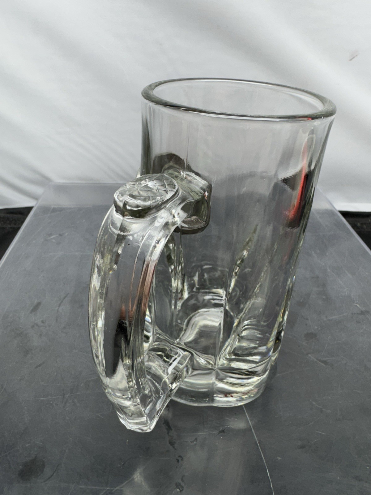 🏈 Chicago Bears Heavy Glass Beer Mug Stein, 3D Metal Emblem, NFL Barware