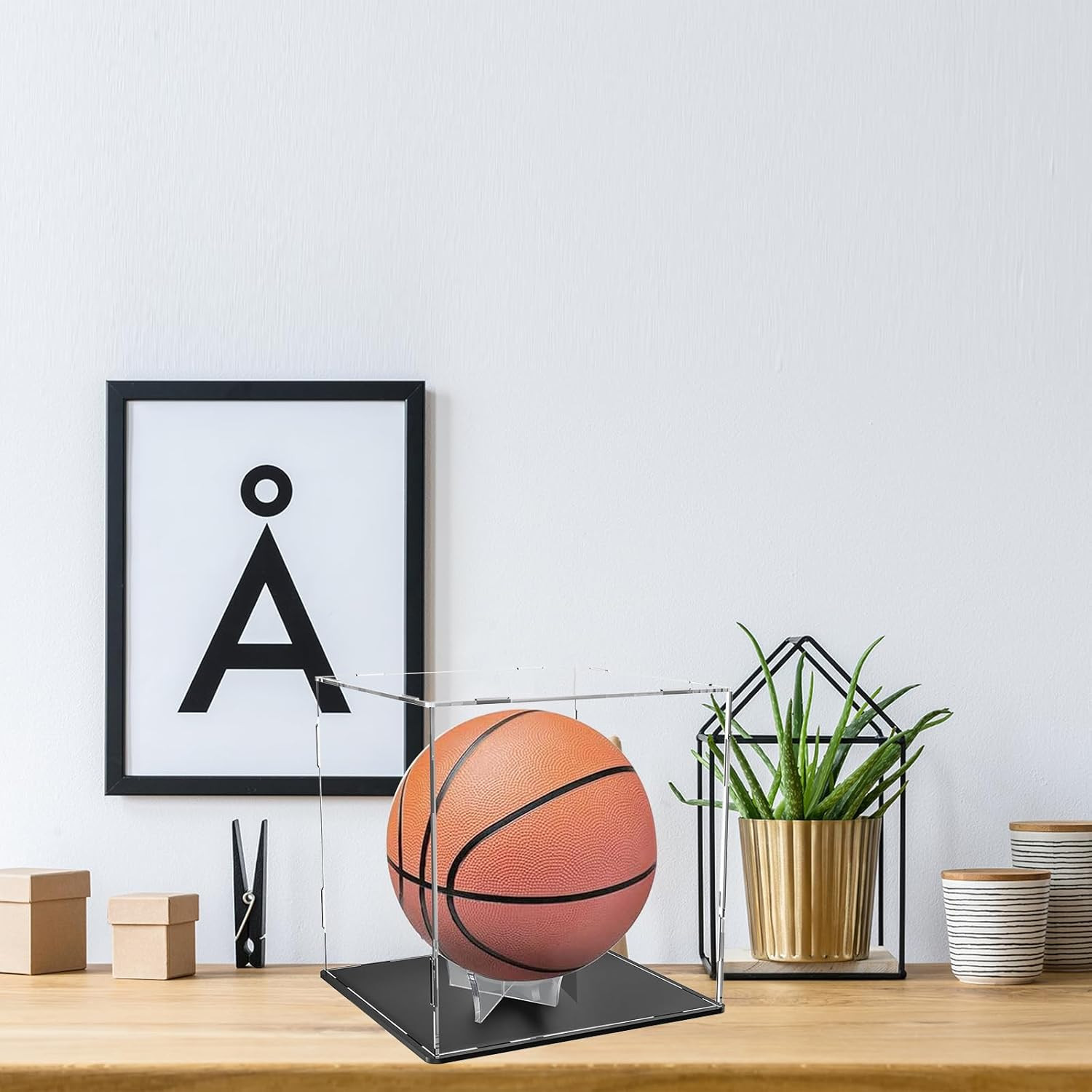 Basketball Display Case, 9.8 X 9.8 X 11.8 Inch Clear Acrylic Display Box for Ful