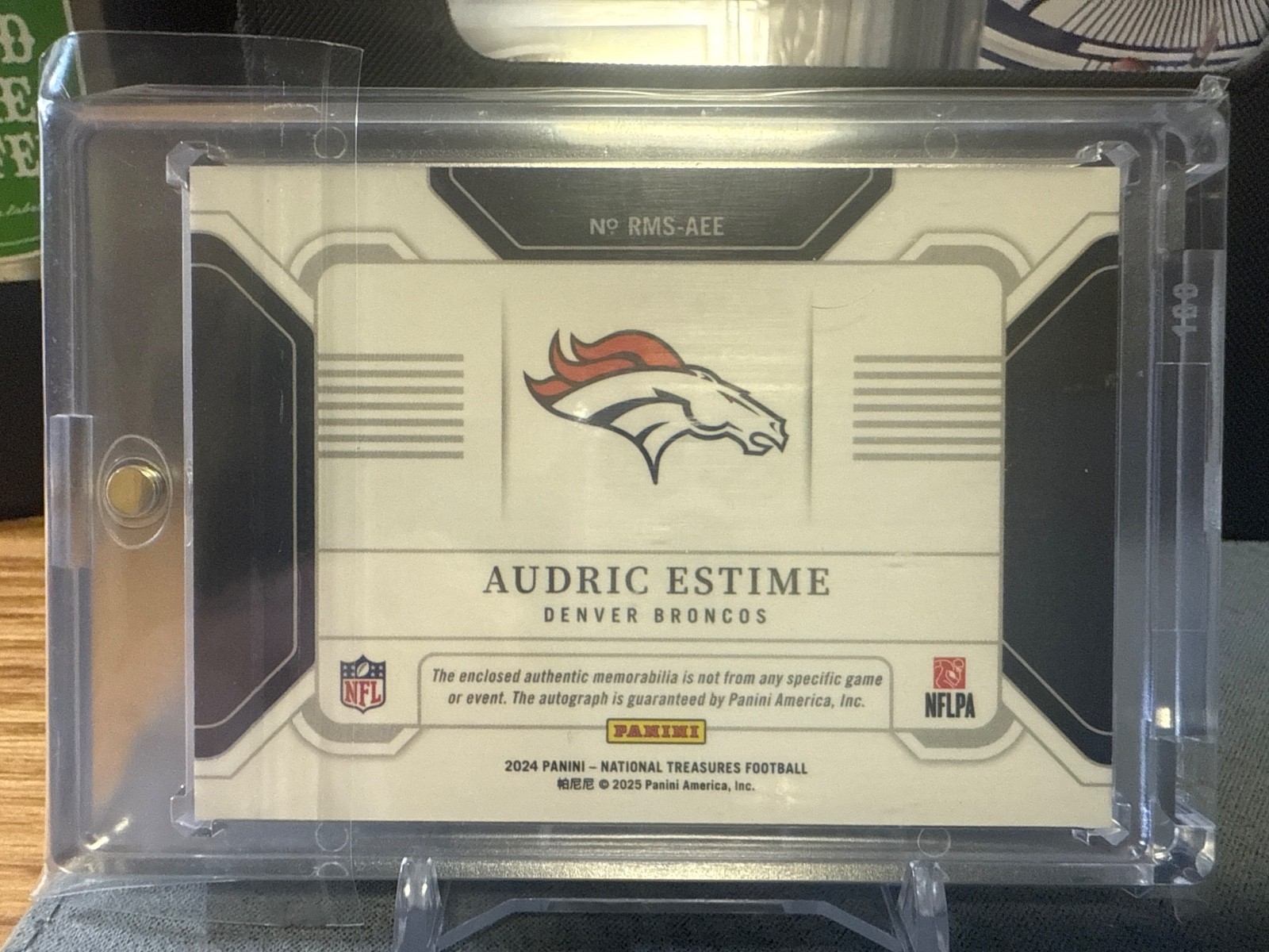 2024 National Treasures Audric Estime RPA RC NFL Shield Patch AUTO 1/1 Broncos