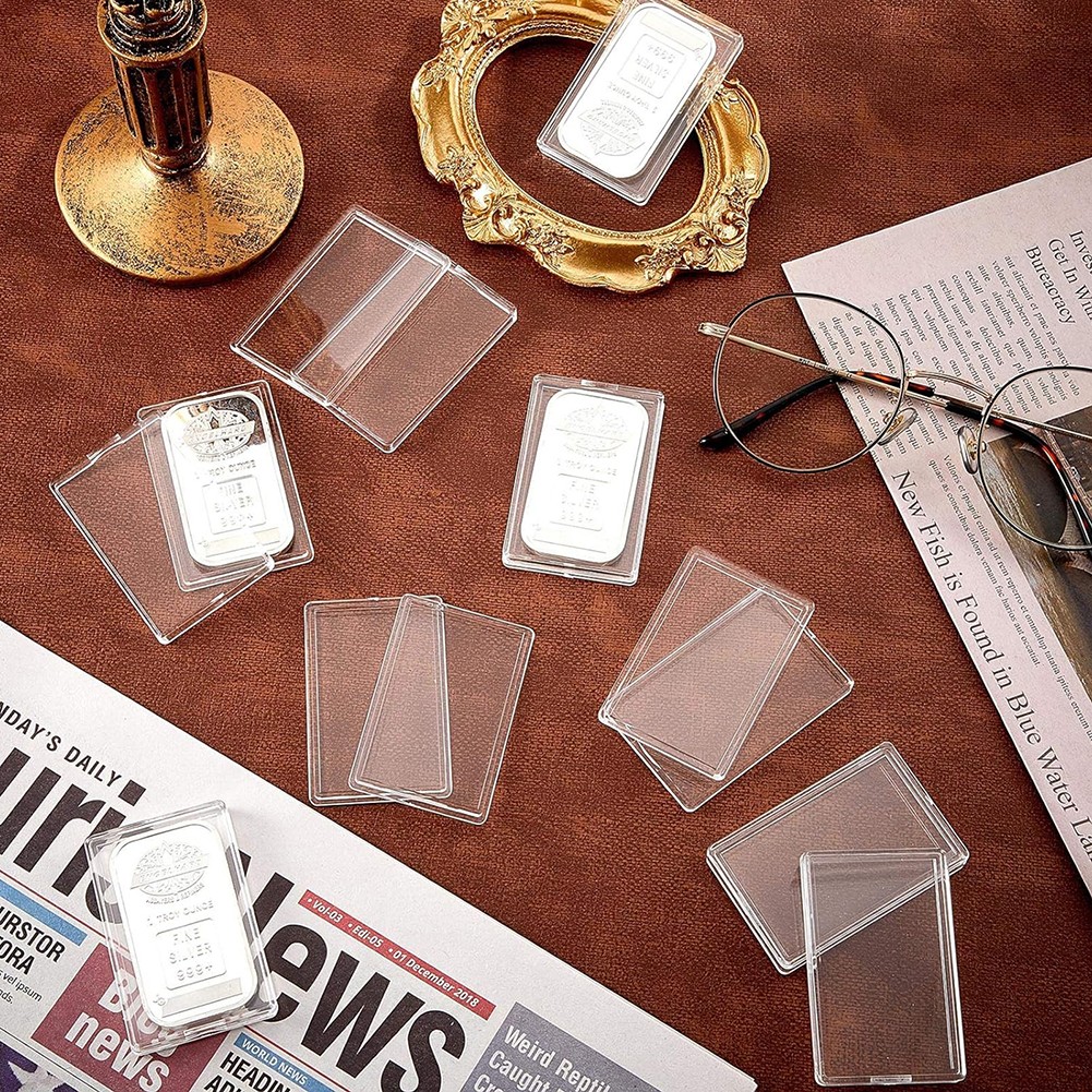 5-50 Pcs 1 Oz Silver Bar Holder Acrylic Storage Clear Case Capsule Container