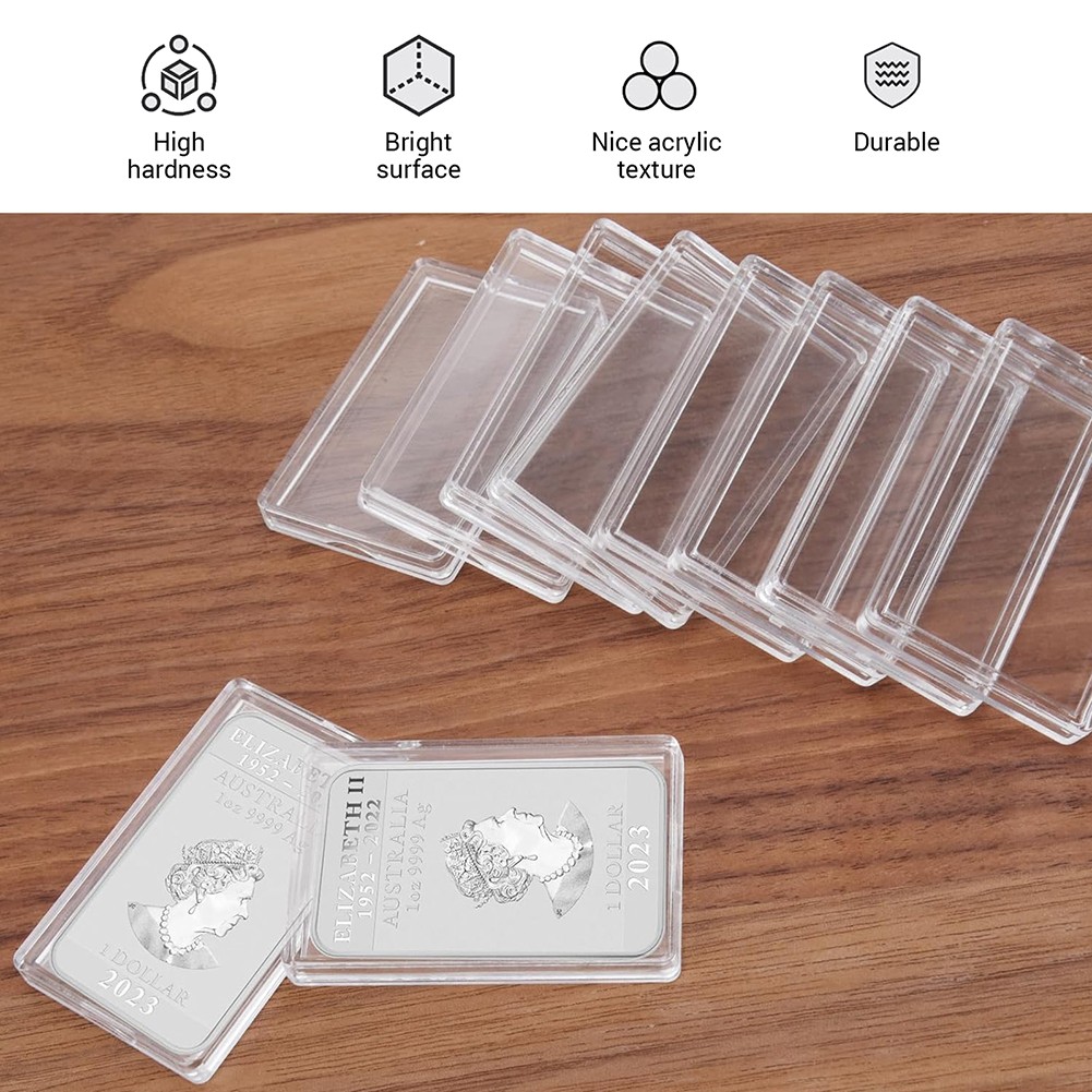 5-50 Pcs 1 Oz Silver Bar Holder Acrylic Storage Clear Case Capsule Container
