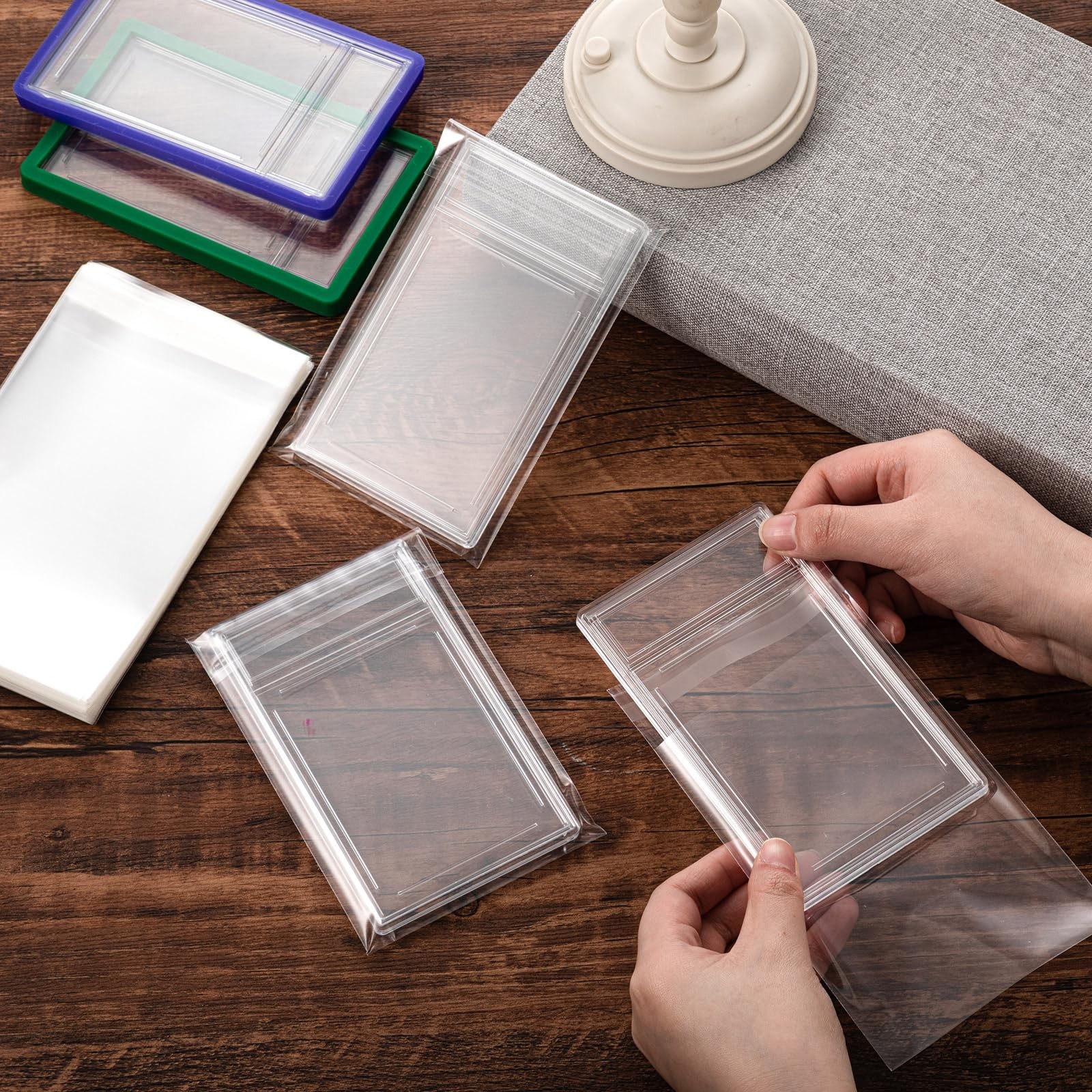 100 Pcs Graded Card Sleeves and 6 Pcs Bumper Guards for 35pt Graded Cards, Resea