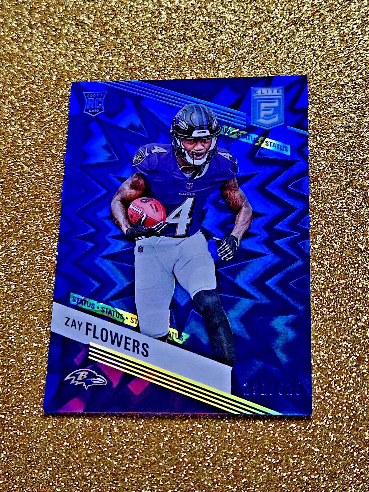 ZAY FLOWERS 2023 Panini Donruss Elite Blue Status Explosion /625 MINT RC #200
