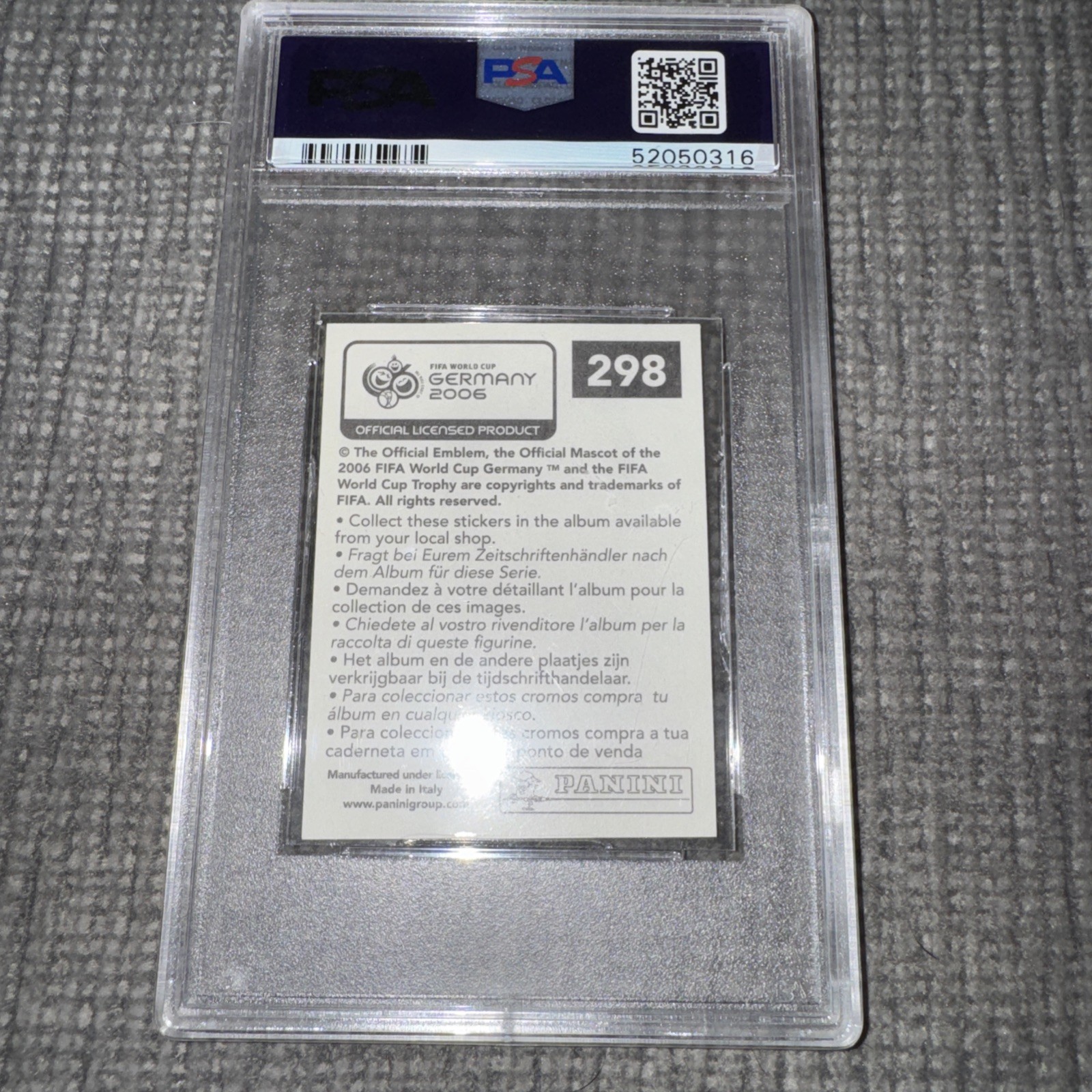 2006 Panini FIFA World Cup Germany – Cristiano Ronaldo – Sticker- PSA 9 MINT!