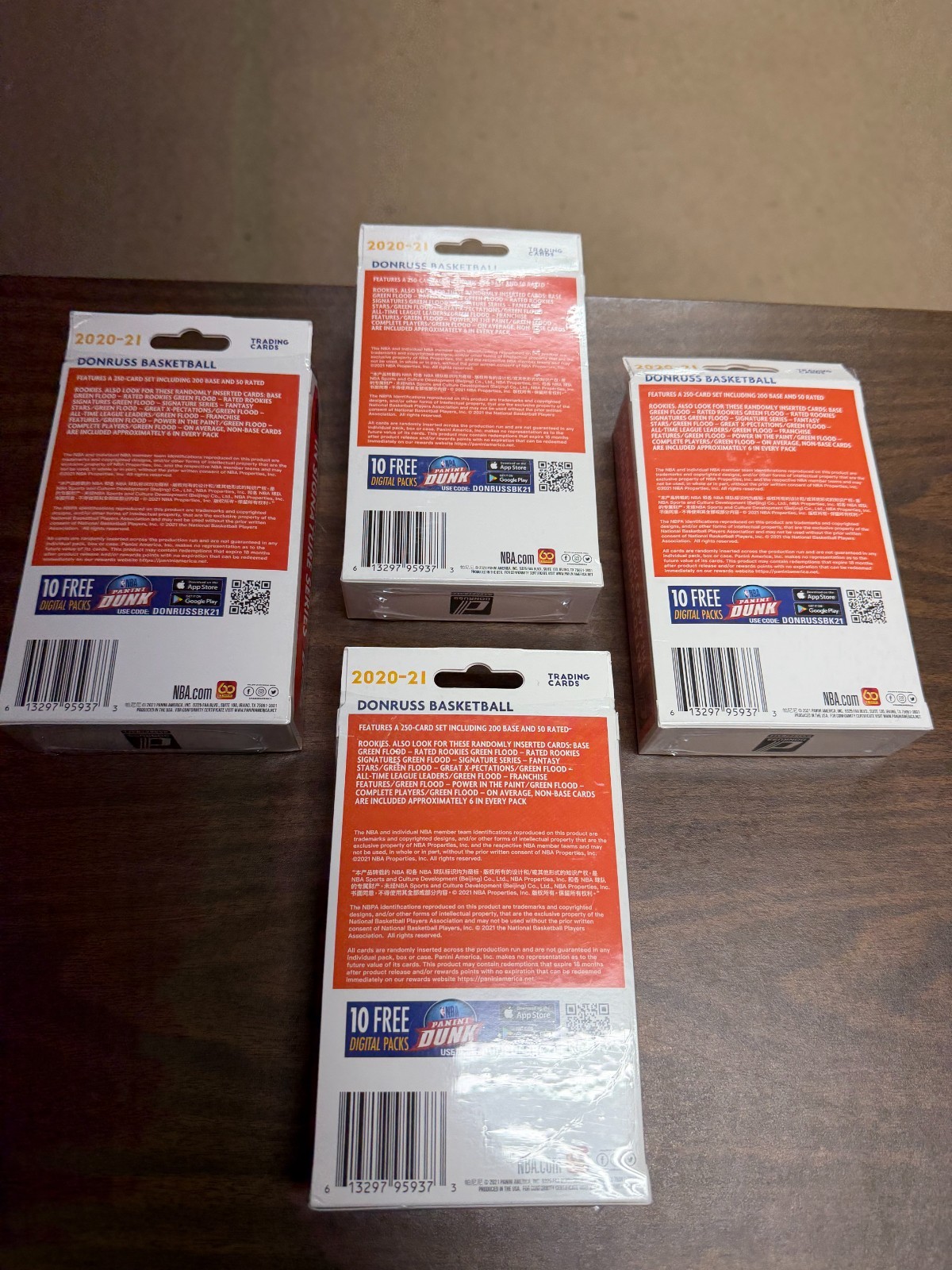 LOT OF (4) 2020-2021 PANINI DONRUSS NBA BASKETBALL NEW SEALED HANGER BOX BOXES!