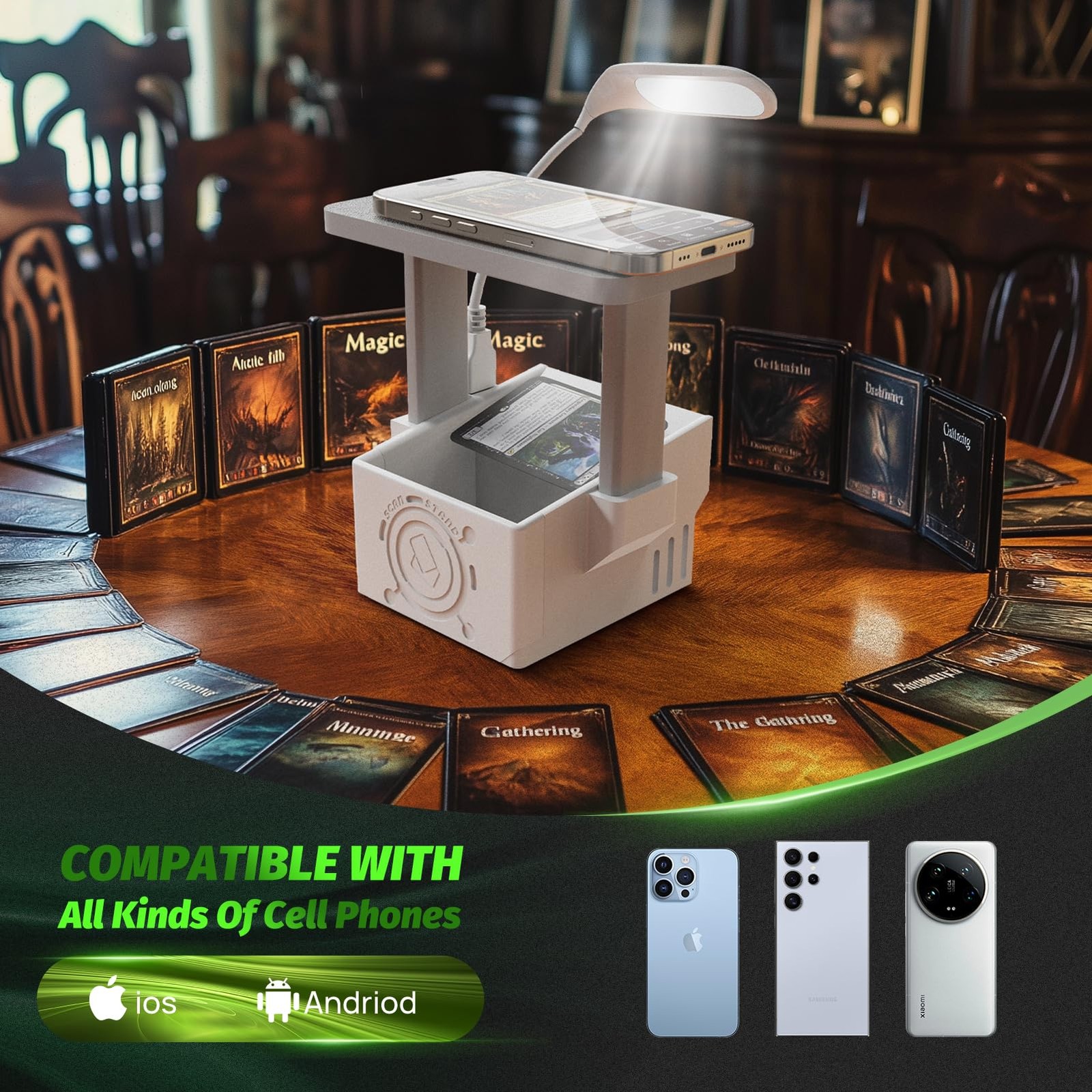 Card Scanner Pro for Trading Cards – MTG & TCG Card Scanner Stand with LED Light