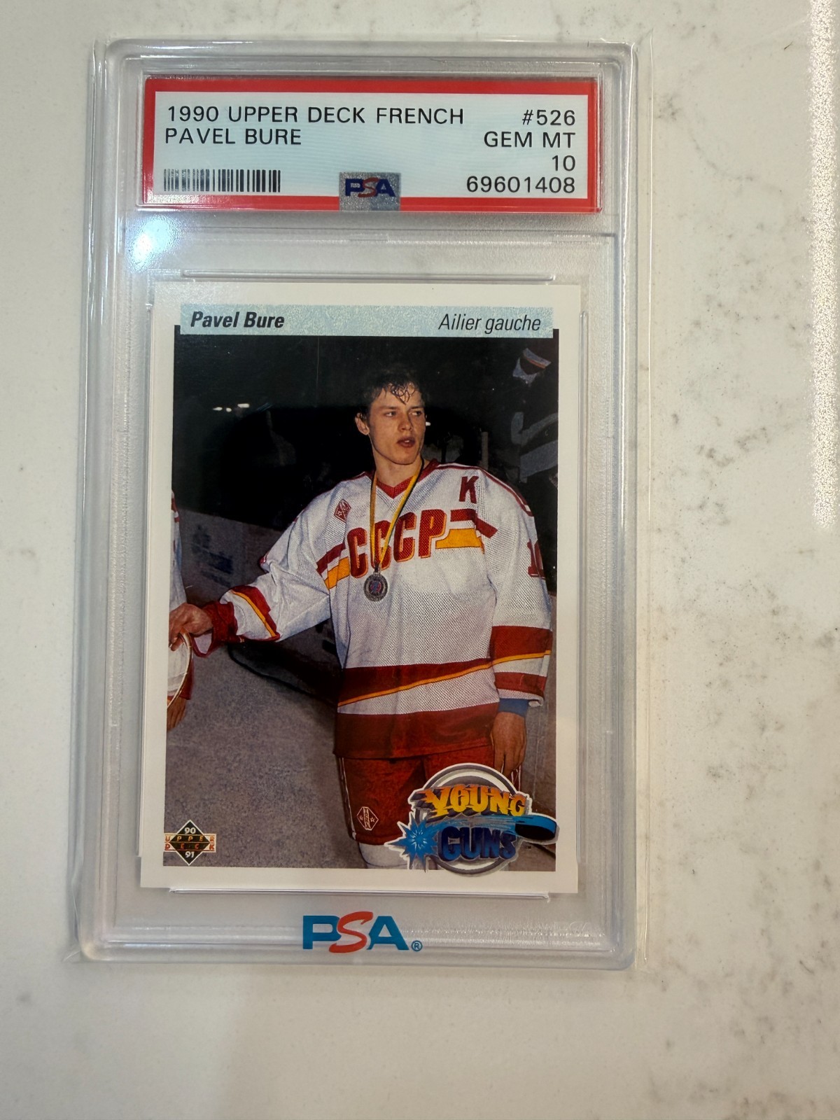 1990-91 Upper Deck FRENCH Young Guns #526 Pavel Bure RC ROOKIE PSA 10 GEM MINT