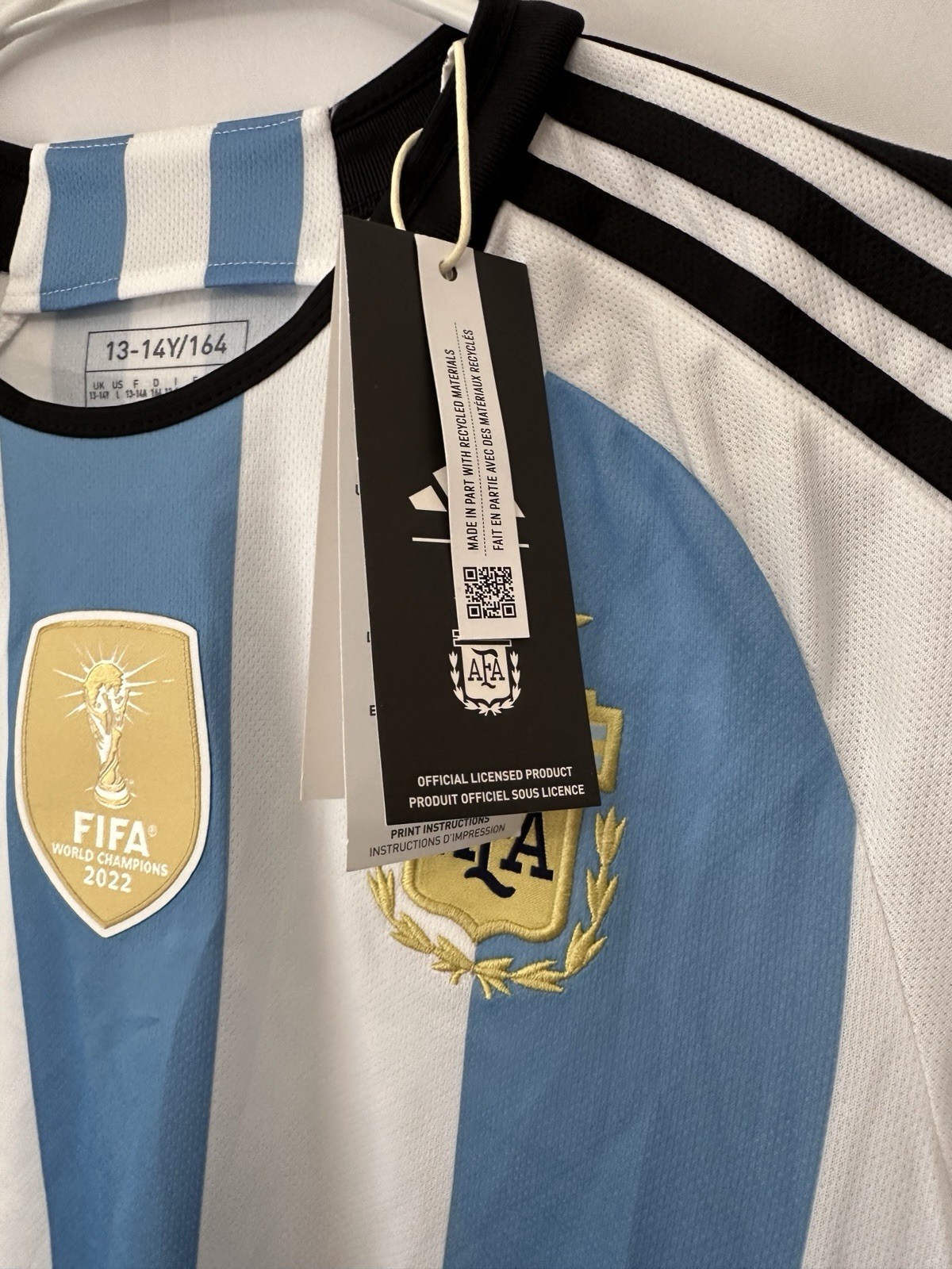 adidas Argentina World Cup 2022 Kids Youth jersey Size 13-14Y