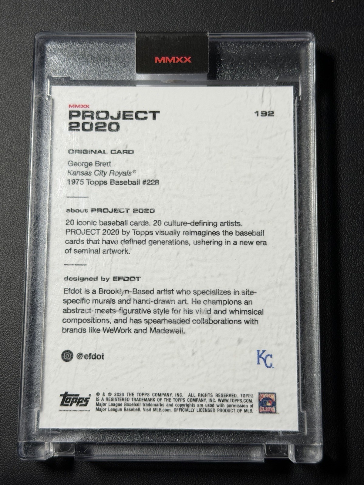 2020 Topps Project 2020 – 1975 Topps George Brett #192 Efdot /3851