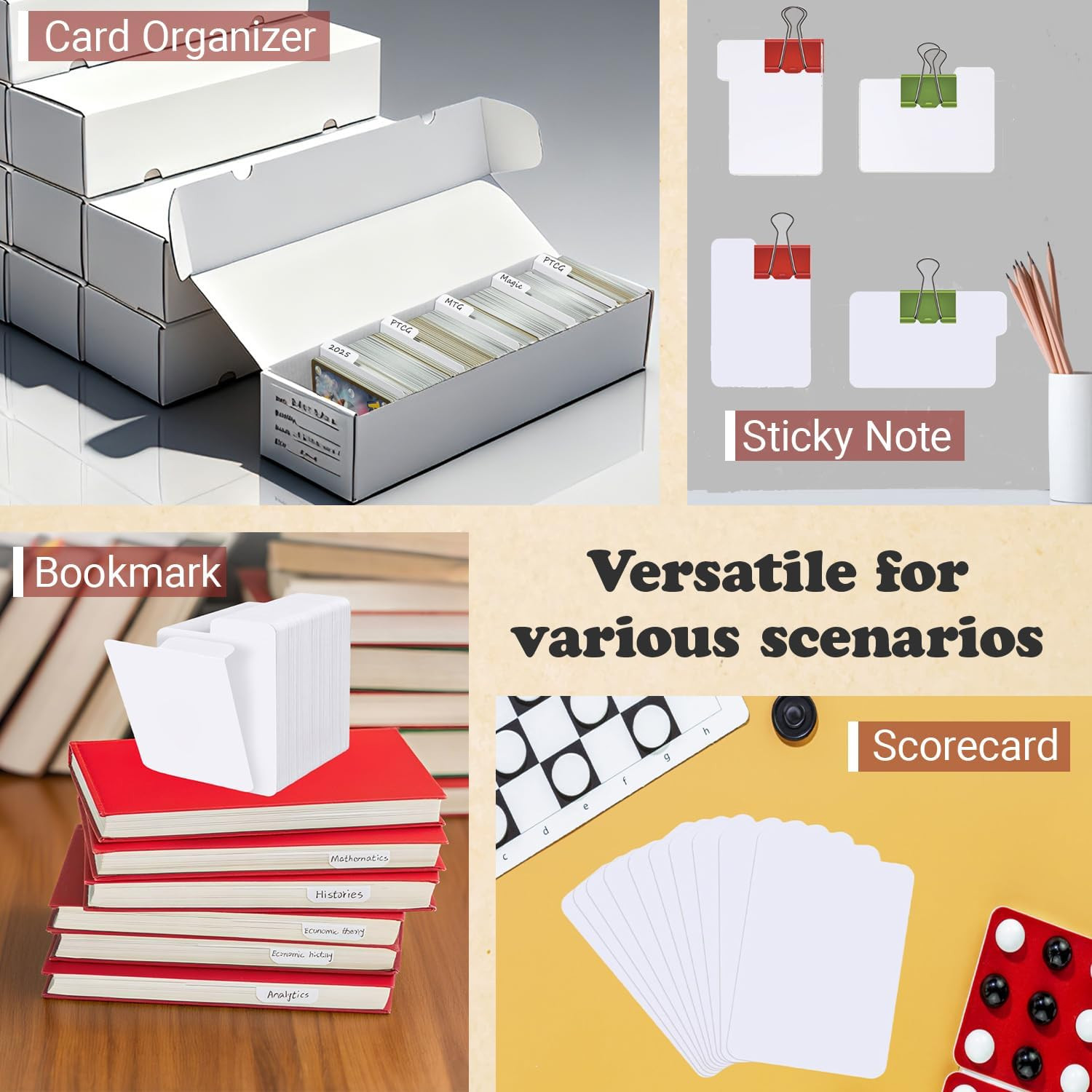 Trading Card Dividers White | 200PCS Horizontal Paper Cards Divider Organizer fo