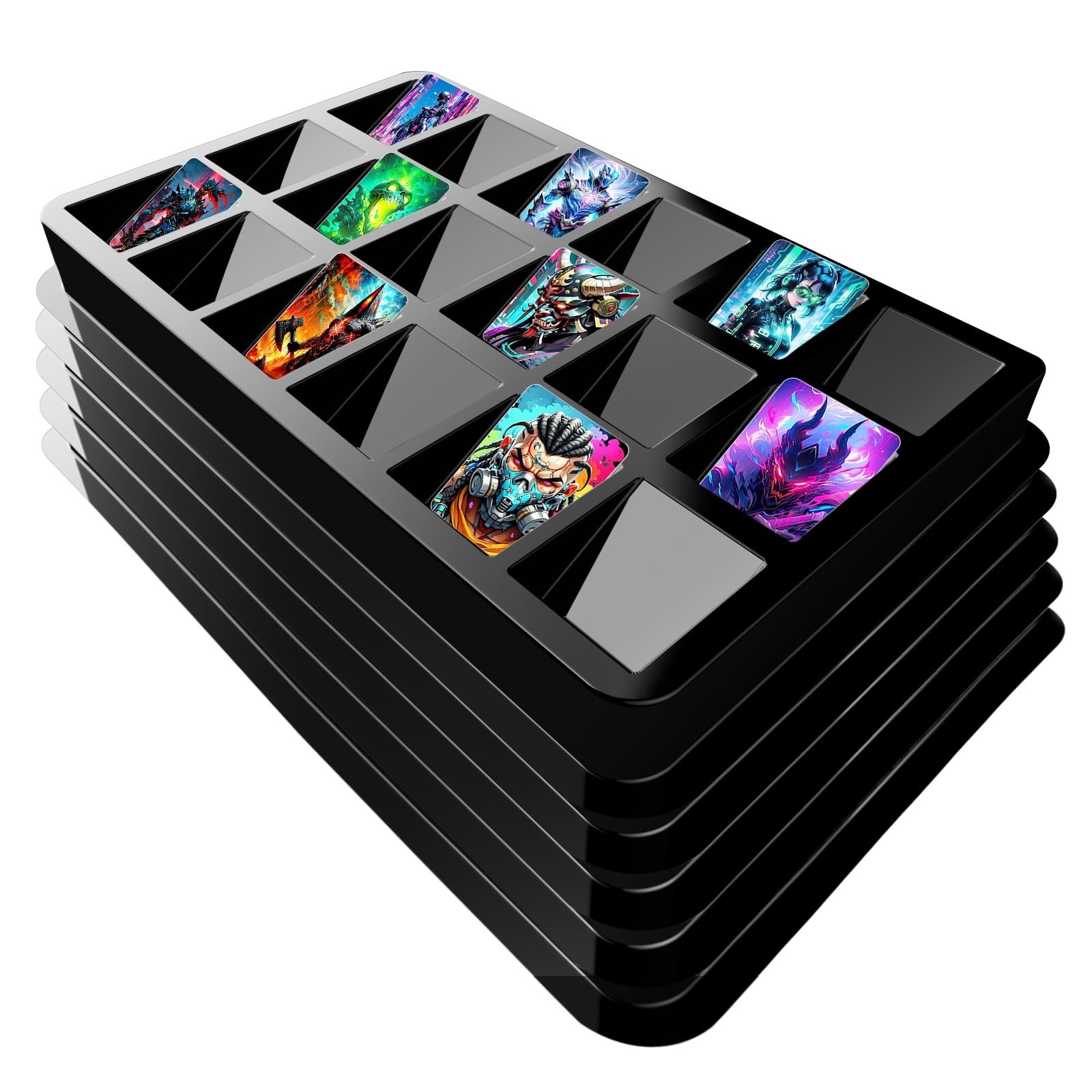 Card Sorting Tray 5ct – Stackable Trading Card Organizer Display Case, 18-