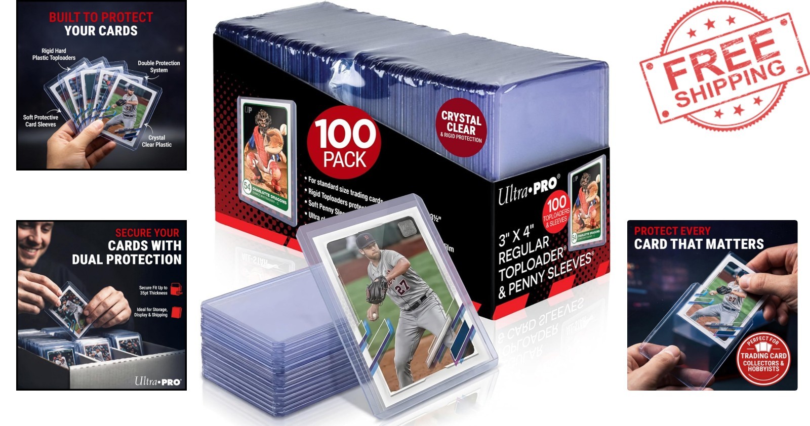100 Clear Toploaders & Soft Sleeves for Trading Cards – Ultimate Protection