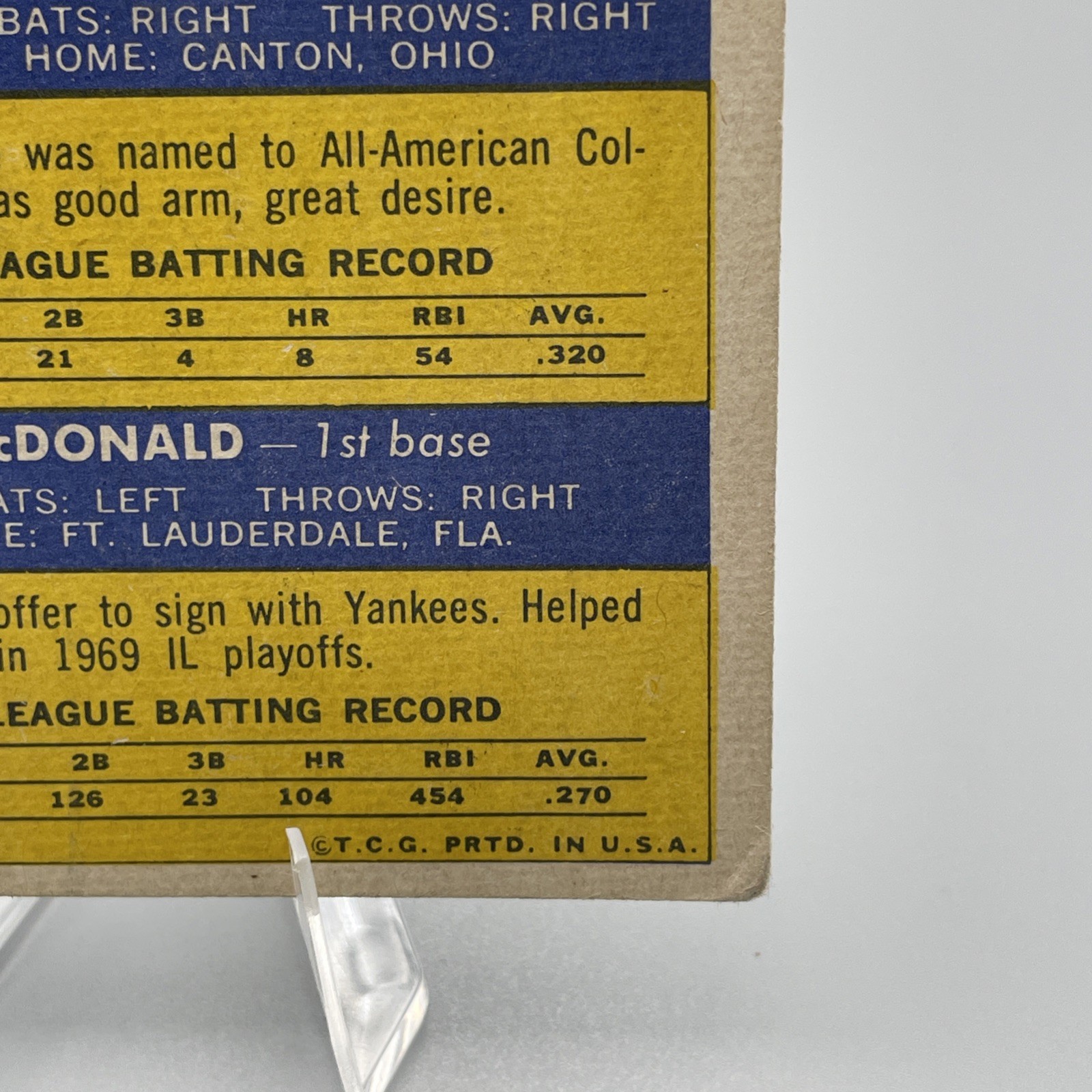 1970 Topps- #189 Thurman Munson -David McDonald 1970 Yankees Rookie Stars – Poor