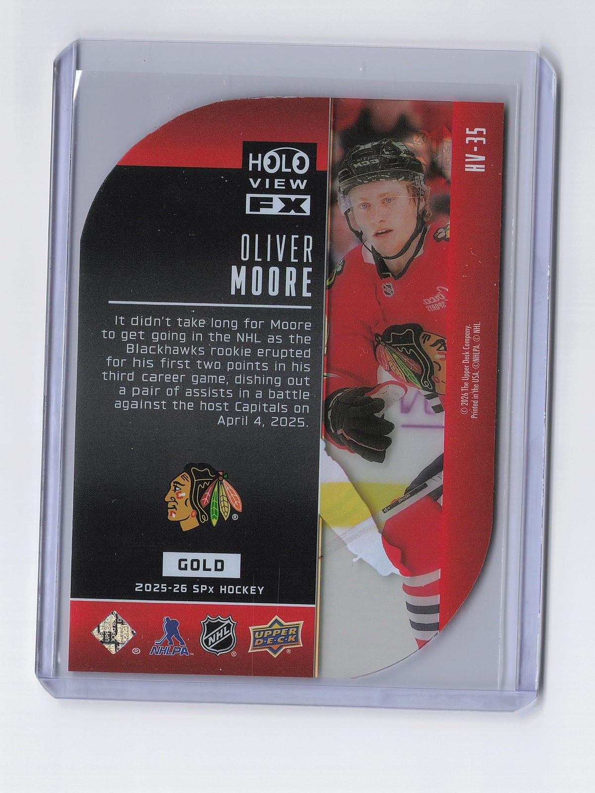 2025-26 SPx #HV-35 Oliver Moore Holoview F/X Gold #/25