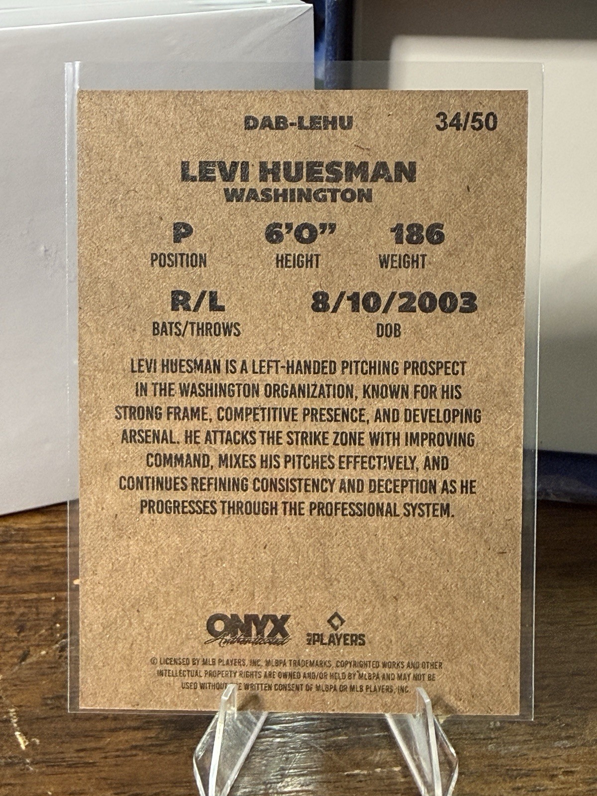 2025 Onyx Vintage Diamond Avenues Levi Huesman Blue Parallel #34/50 Prospect