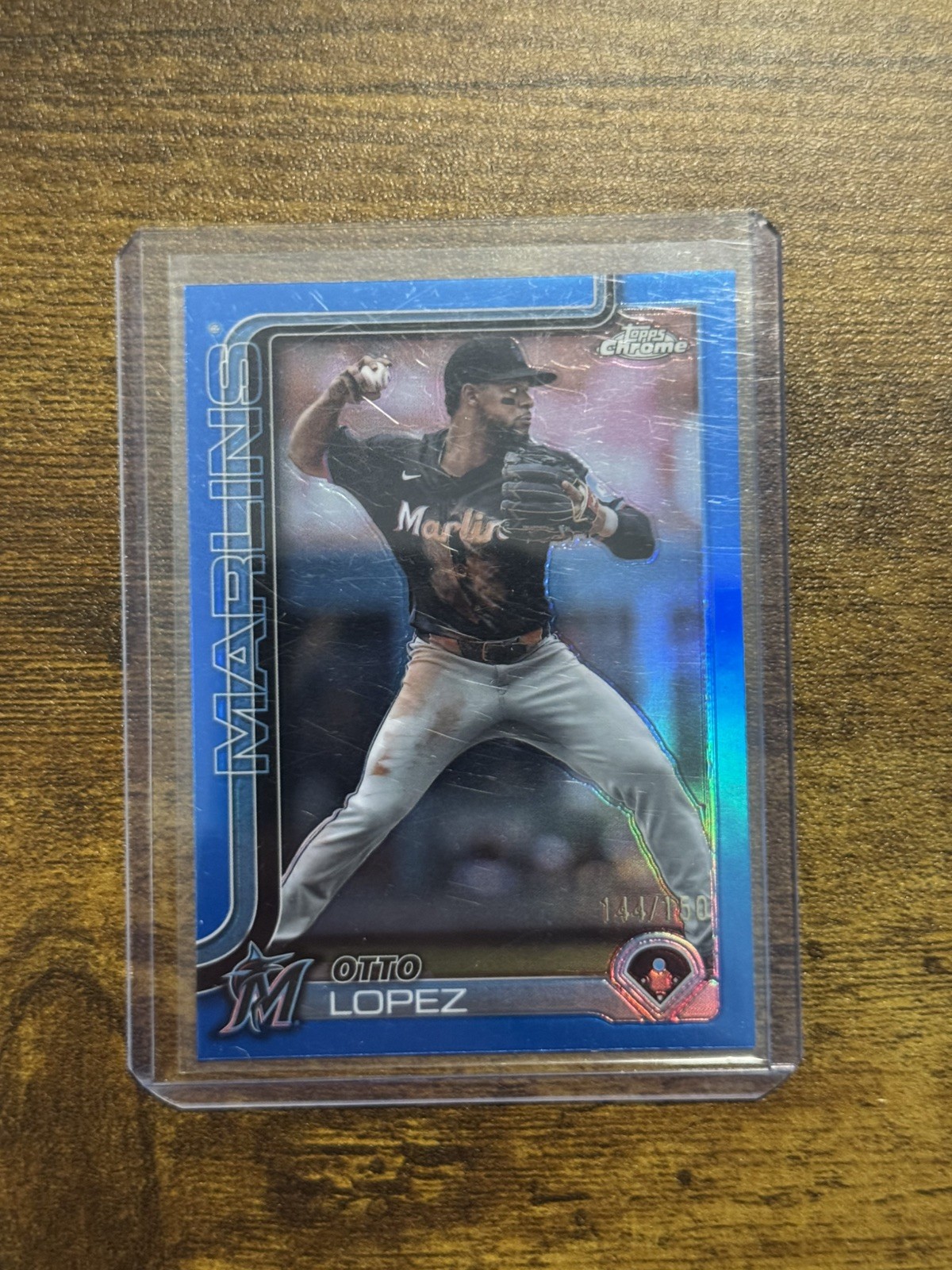 OTTO LOPEZ 2025 Topps Chrome #134 True Blue Refractor /150 Marlins