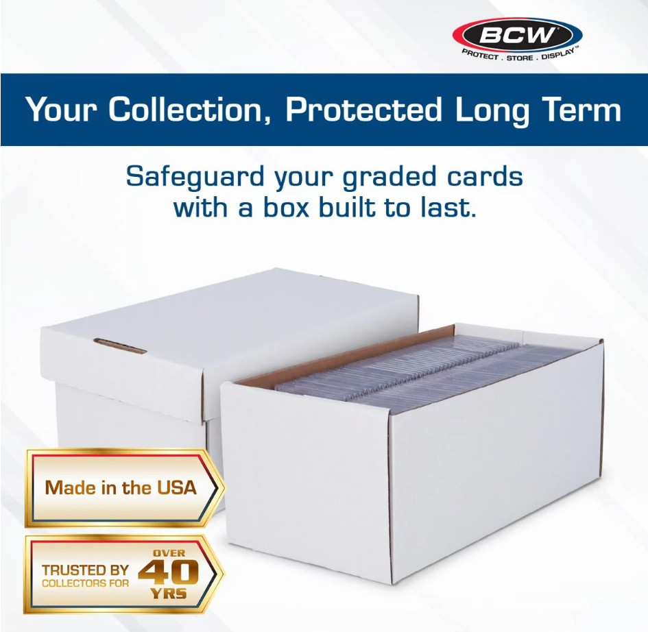New (3) BCW Graded Card Shoe Storage Boxes Holds 100 Graded Cards 300 Toploaders