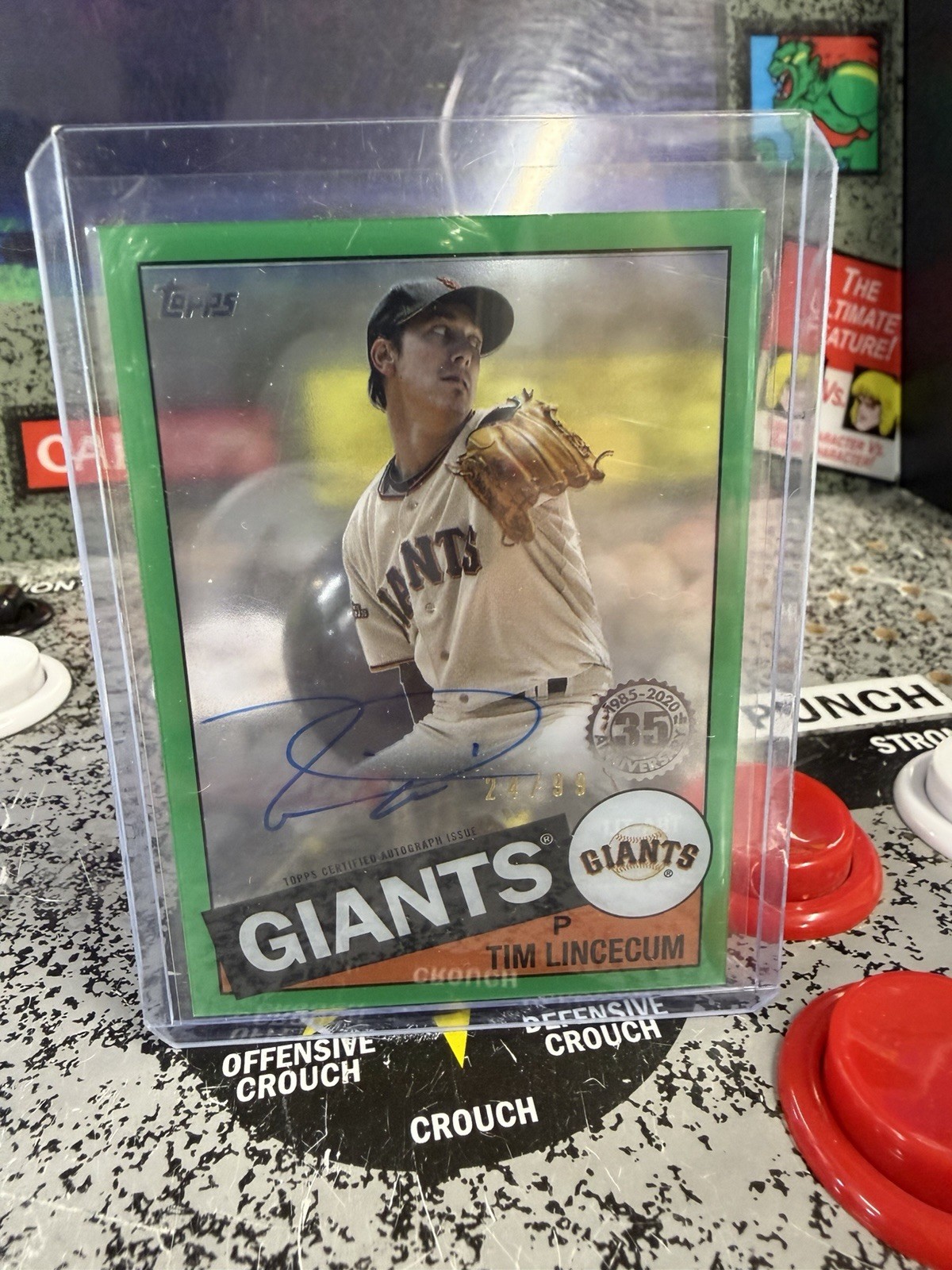 2020 Topps Clearly Authentic Tim Lincecum #TBA-TLI Autograph Auto Green /99