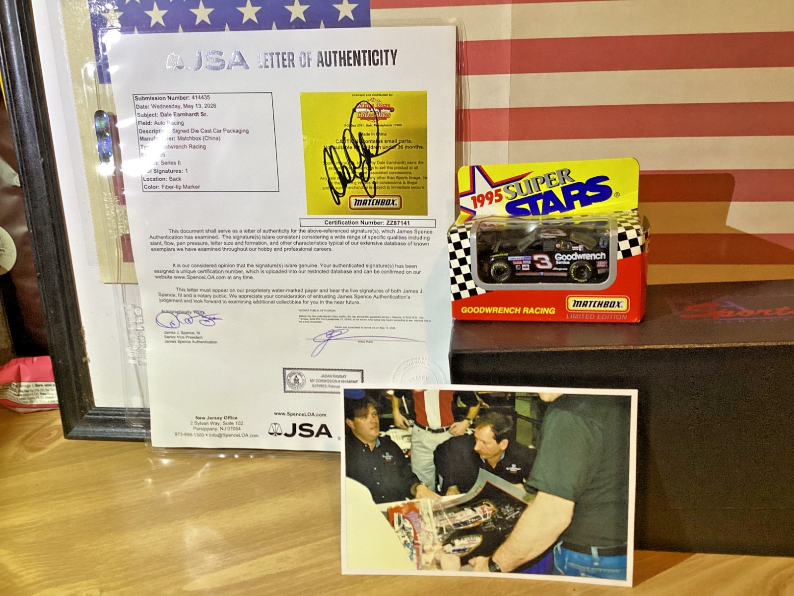 DALE EARNHARDT SIGNED 1995 LIMITED EDITION 1:64 MATCHBOX JSA LETTER AUTHENTICITY