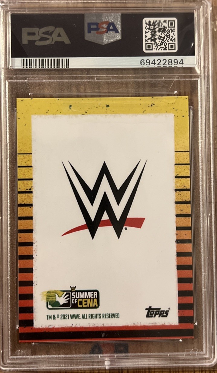 Roman Reigns John Cena /10 PSA 10 2021 Topps On Demand WWE Summerslam Poster Red