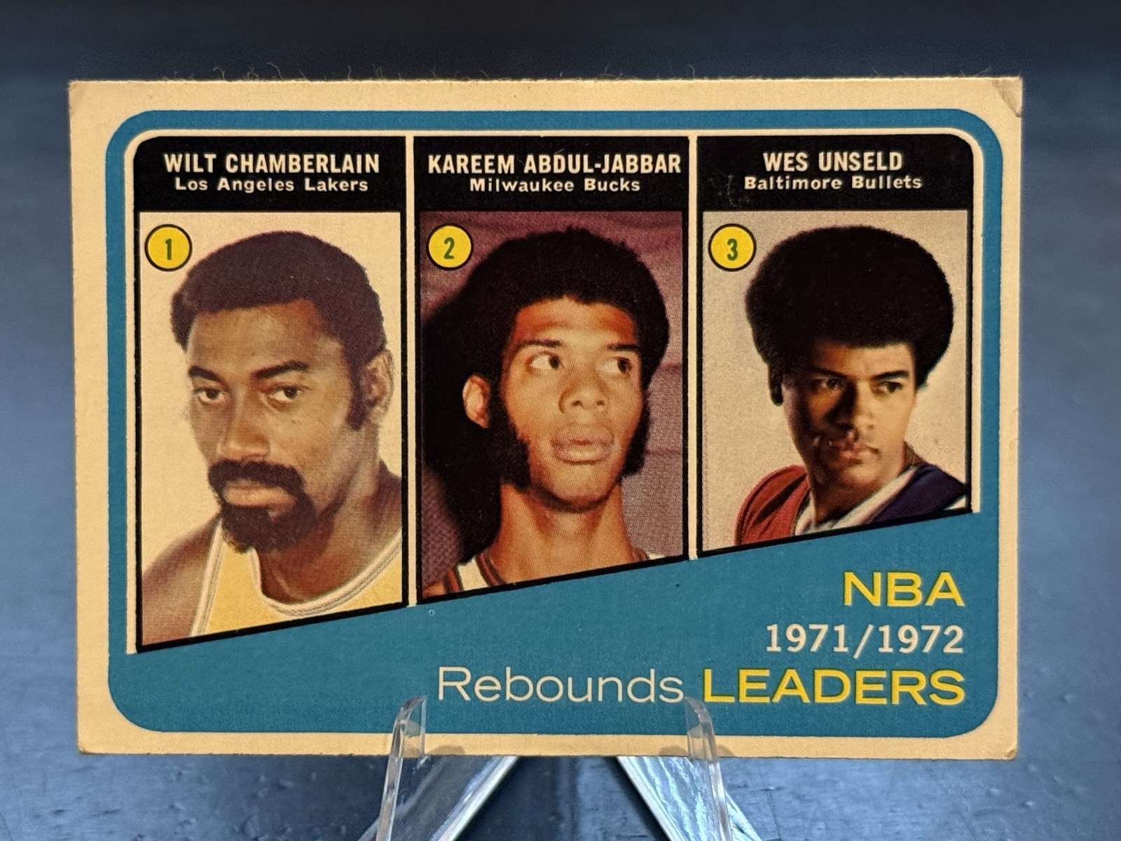 Topps 1972-73 NBA Rebounds Leaders #175 Chamberlain Abdul-Jabbar Unseld