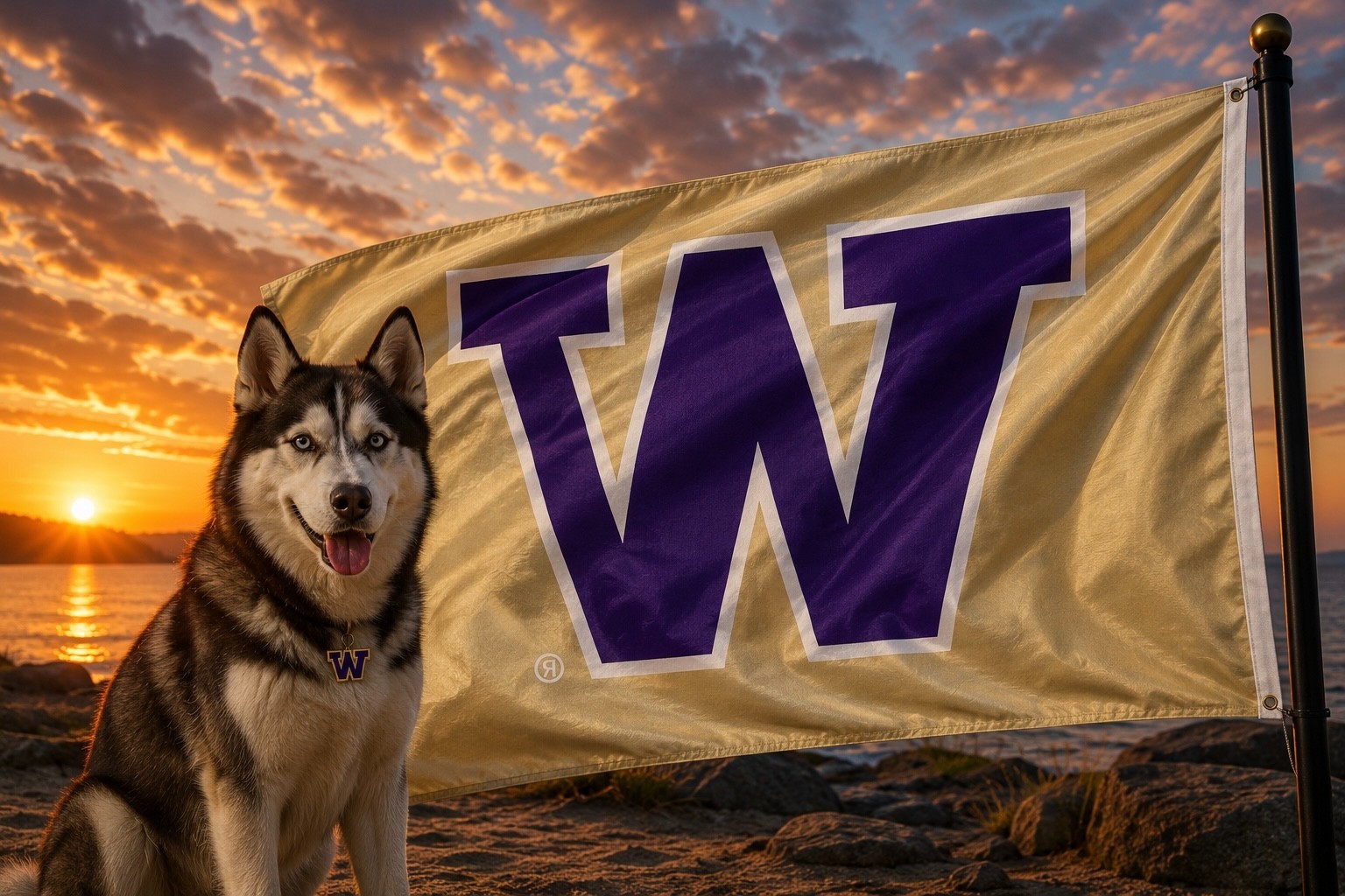 Washington Huskies 3×5 foot FLAG/Banner. Brand new USA SELLER