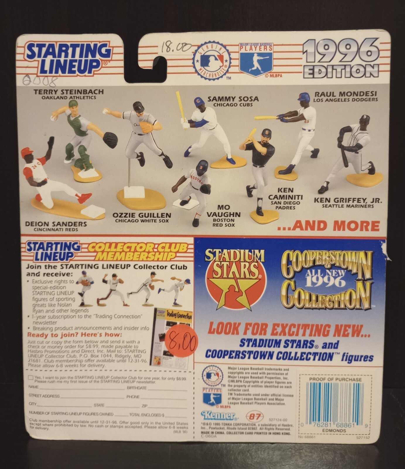 Starting Lineup MLB Action Figure 1996 Jim Edmonds Angels Kenner Baseball New