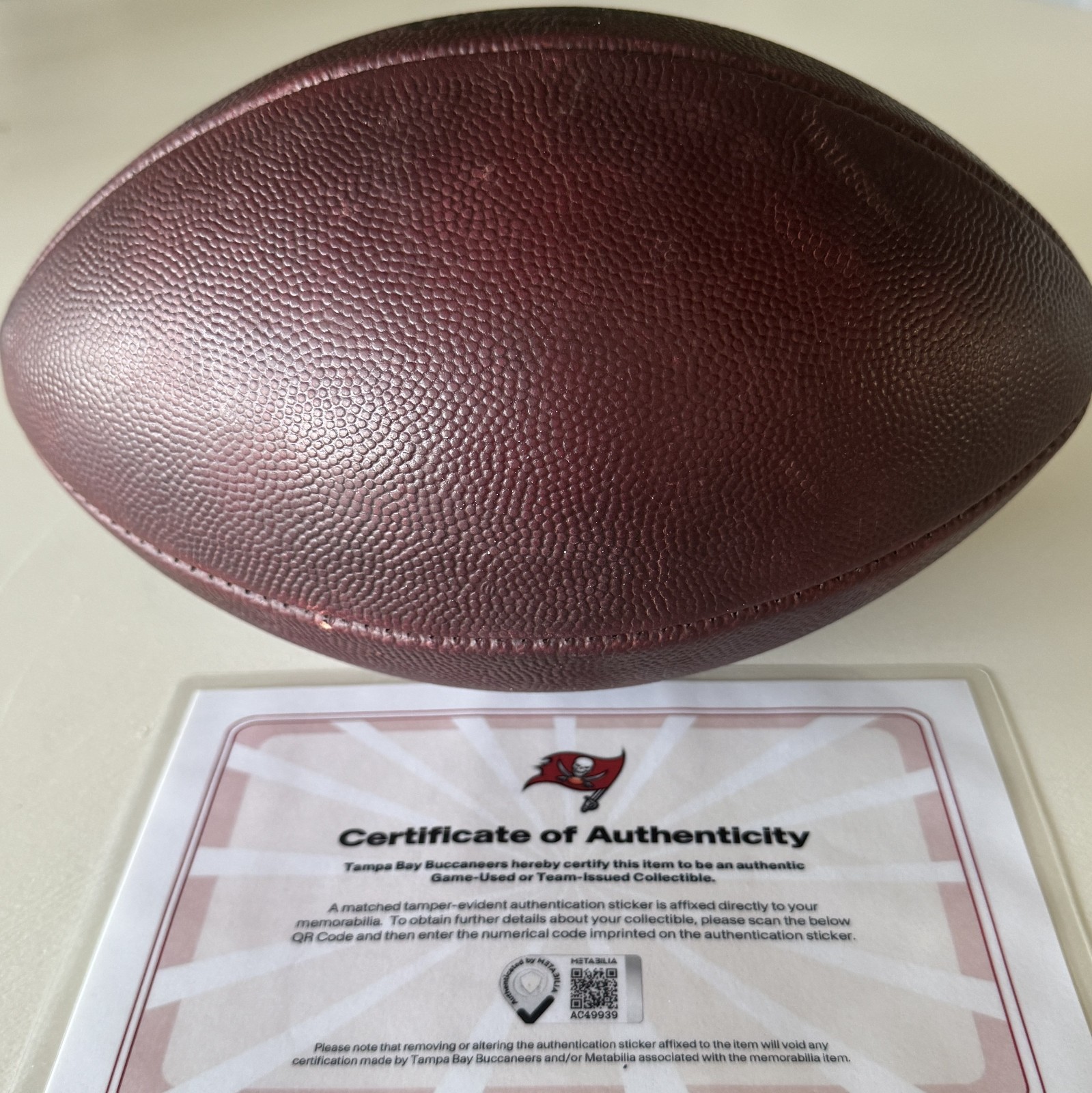 GAME USED Tampa Bay Buccaneers 11/09 + 11/16/25 NFL Football vs Patriots + Bills