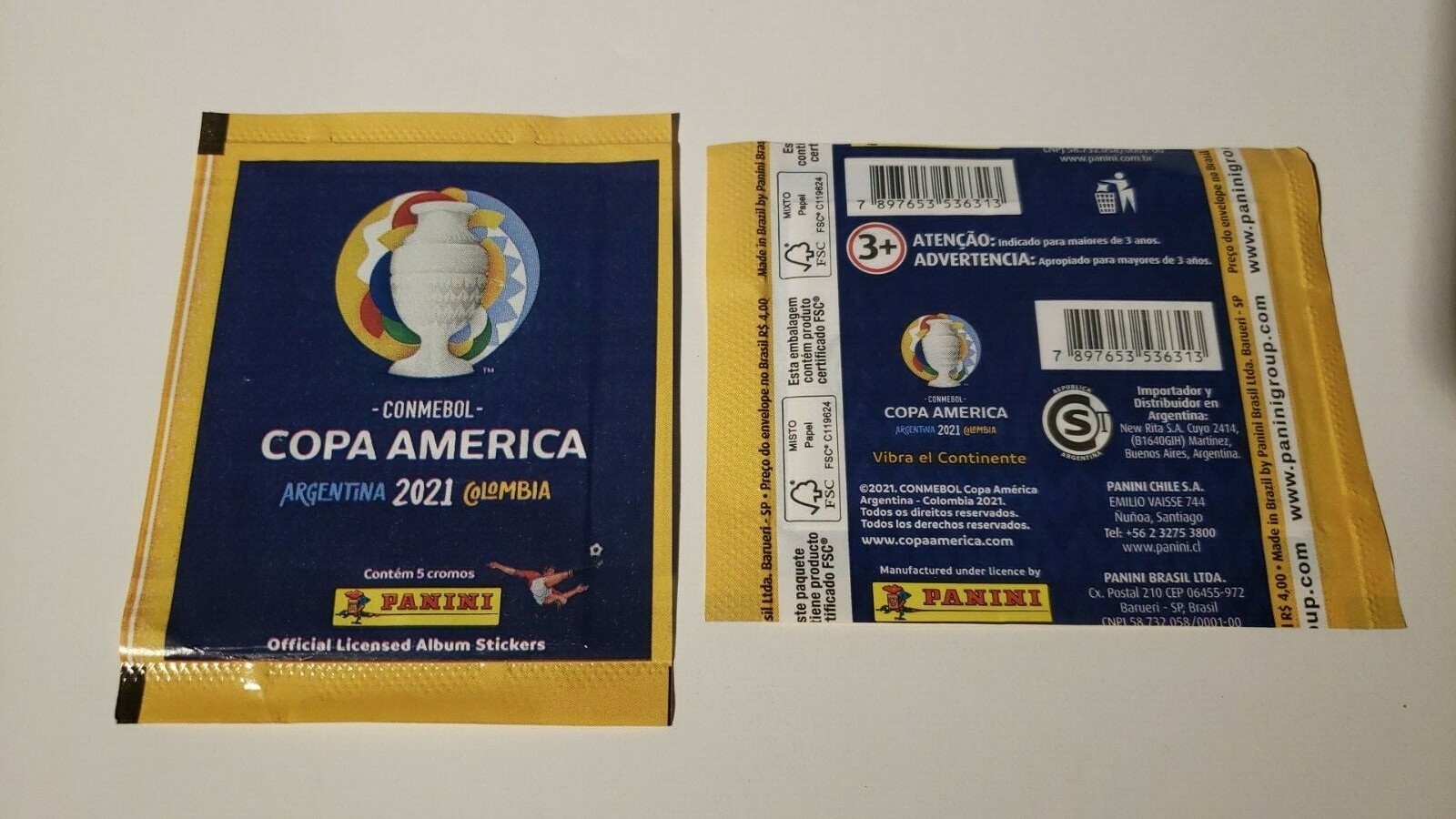 Panini Copa America 2021 Hardcover Album + 1 Sealed 50 packets box