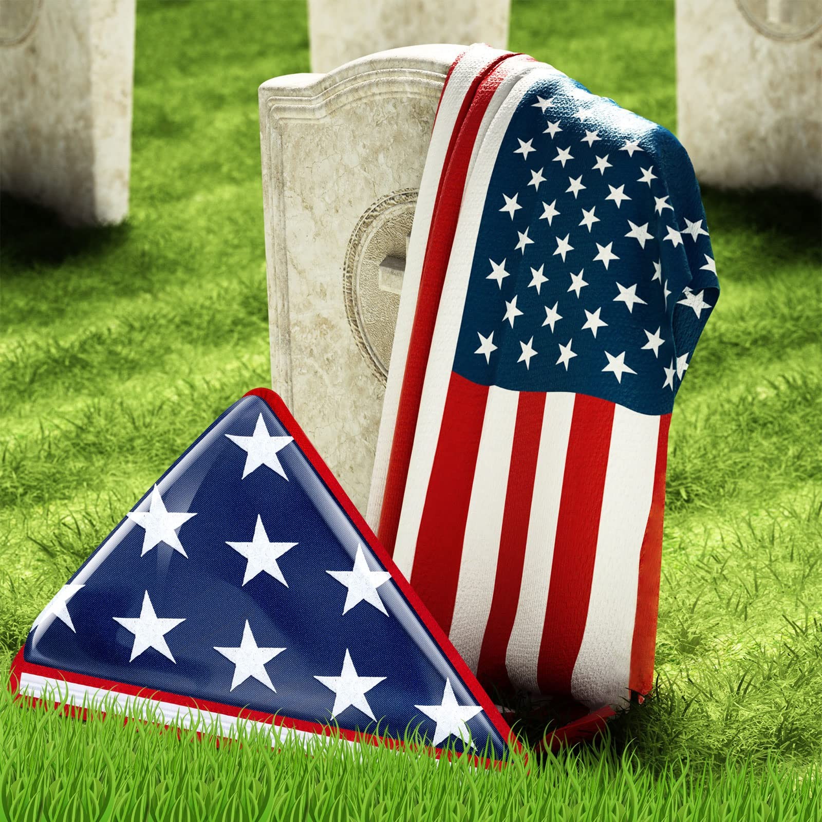 Kajaia 2 Pieces Vinyl Memorial Flag Display Bag with Zipper Lightweight Easy…