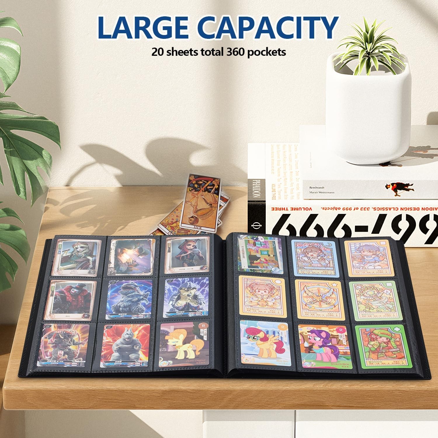 360 Card Pocket Binder with Elastic 9 Pocket Trading Cards Album Folder, Black