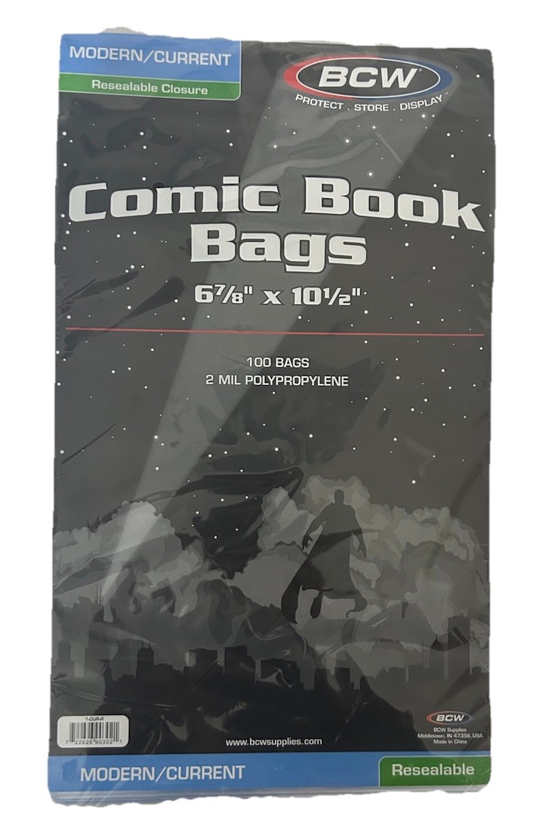 100 – BCW Current Modern Resealable 2-Mil Polypropylene Comic Book Bags!