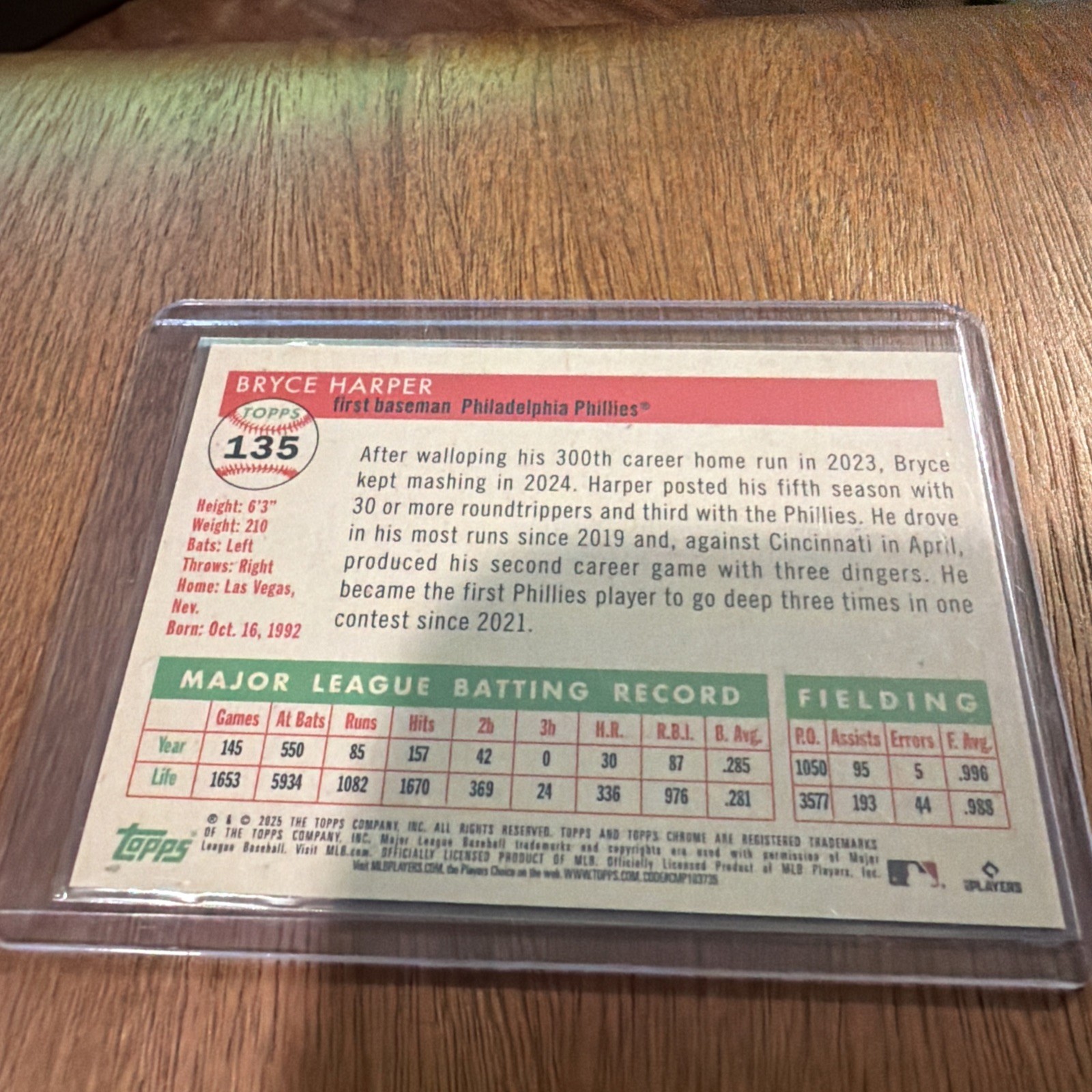 2025 Topps Chrome Platinum Anniversary Bryce Harper #135 – Phillies