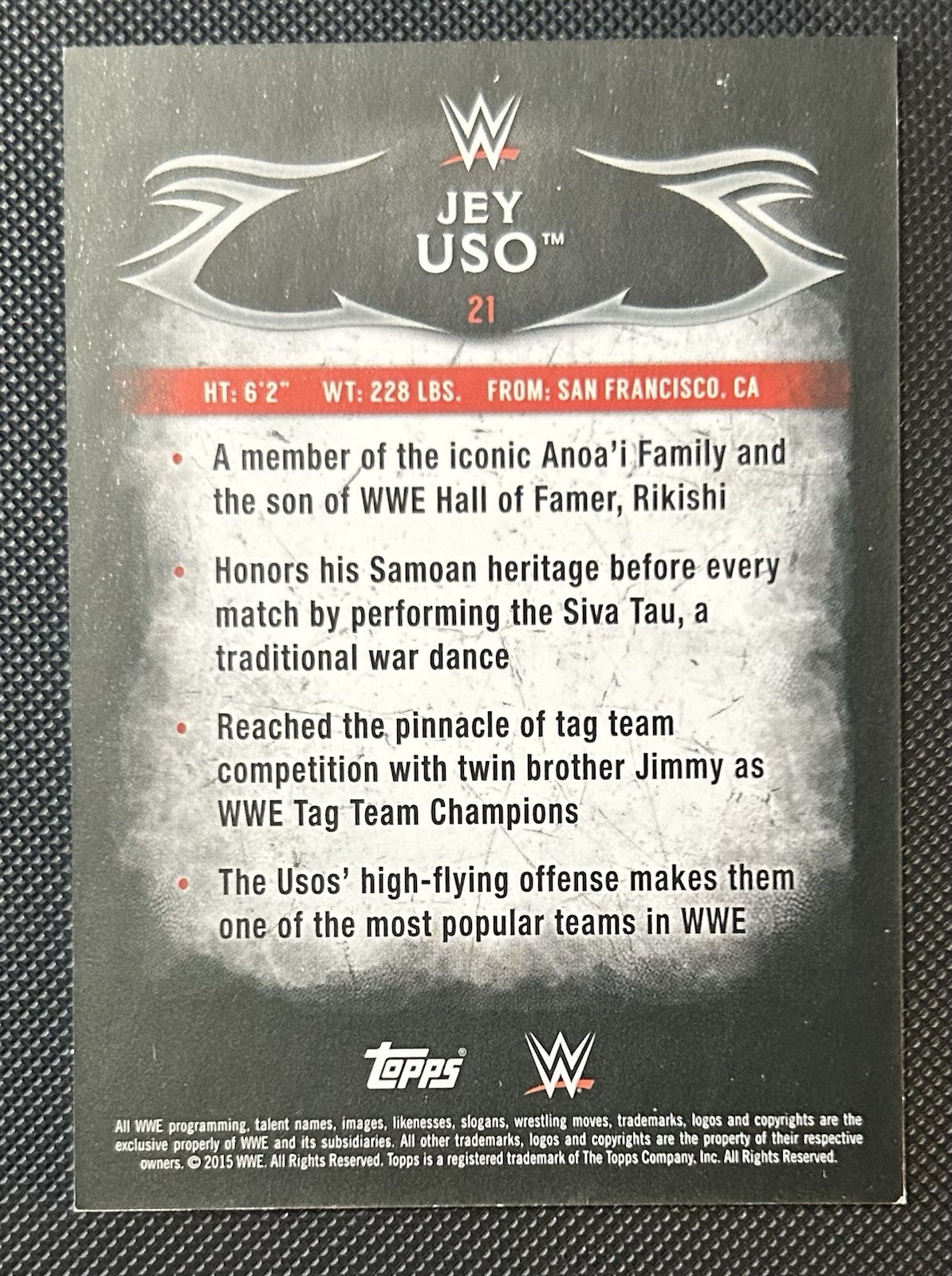Jey Uso Topps 2015 WWE Undisputed Red #21
