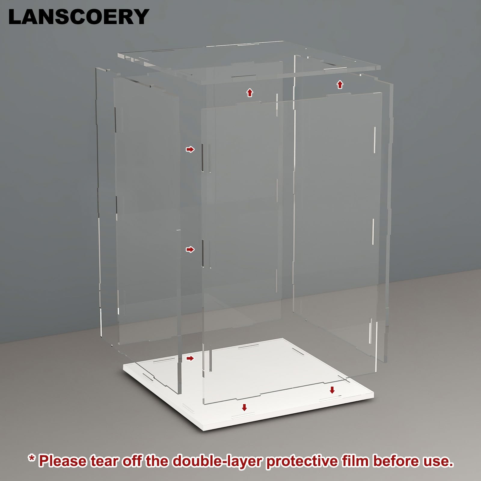 Acrylic Display Case, 4.7×4.7×7 in, Upgraded Thickened UV-Resistant Showcase,…
