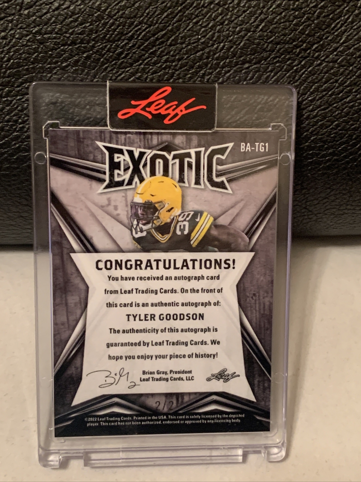 2022 LEAF EXOTIC TYLER GOODSON BA-TG1 XRC AUTO SHIMMER SSP# 2/2 PACKERS
