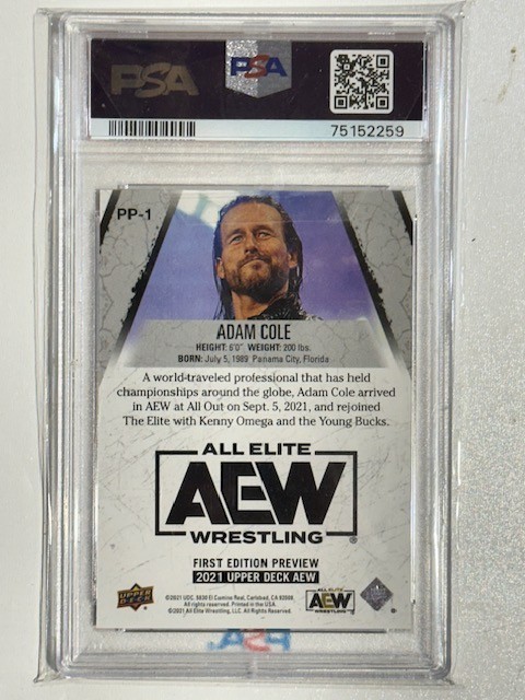 2021 Upper Deck AEW Adam Cole First Edition Previews #PP-1 PSA 9 MINT S15
