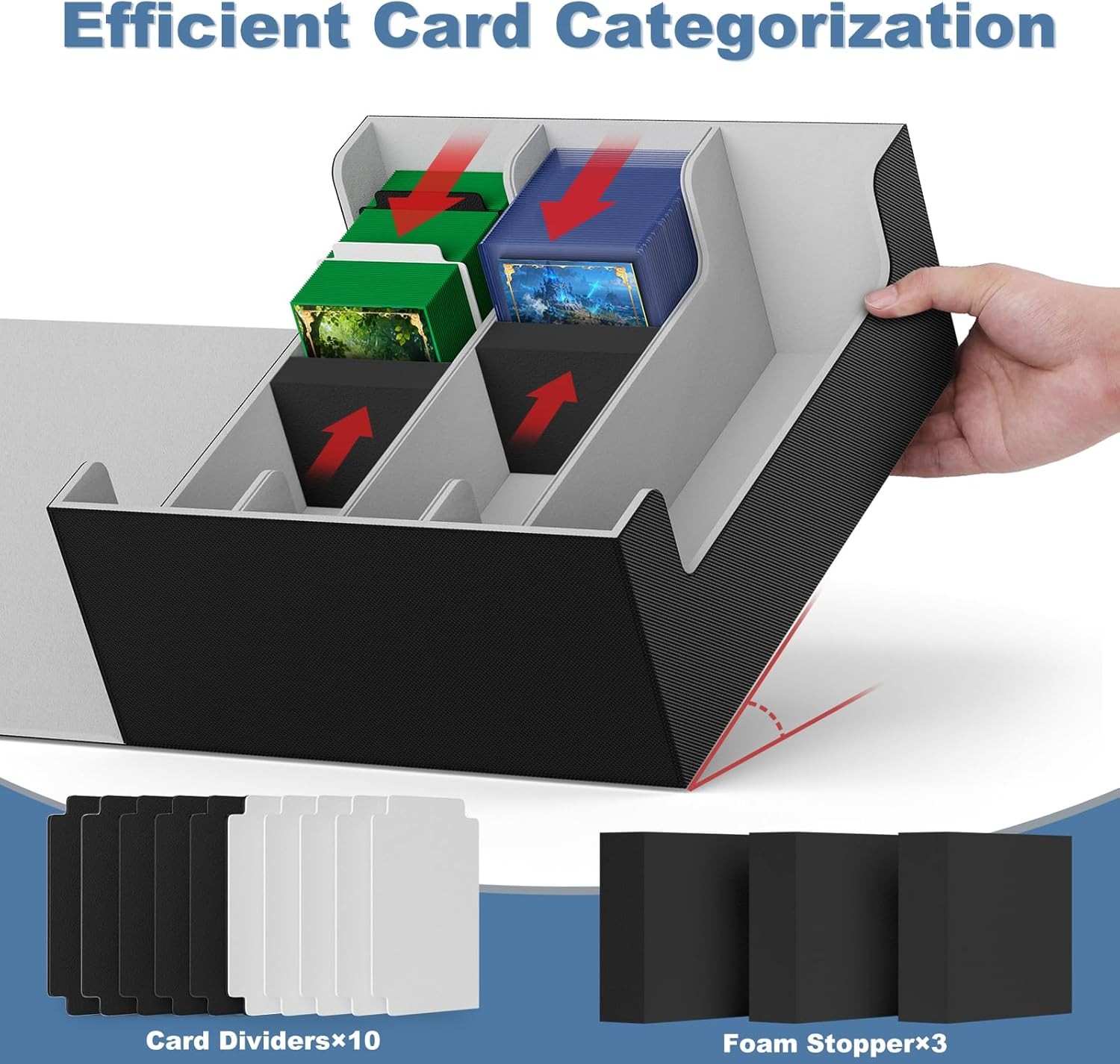 Card Deck Case for Trading Cards 1800+, Trading Card Storage Box Fits Toploader
