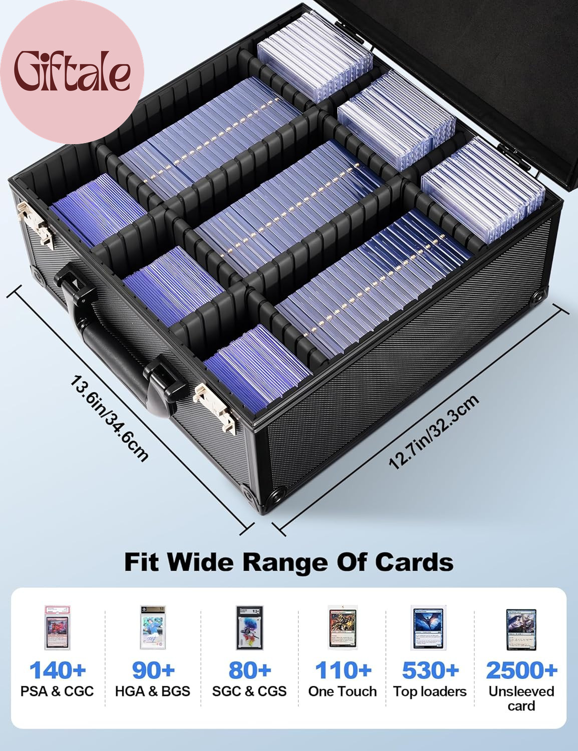 Graded Card Storage Box for PSA with TSA Lock, Aluminum Alloy Trading Card Case