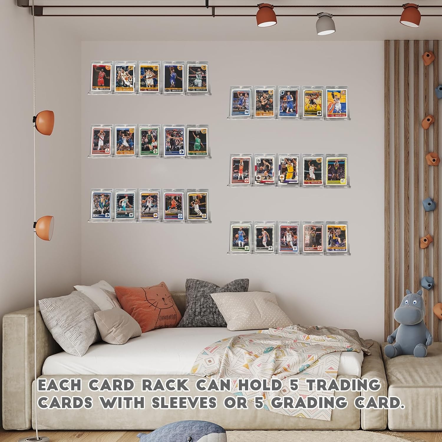 6 Pack Sport Card Display Shelf for Wall – Hold Up to 30 Trading Cards, Acrylic