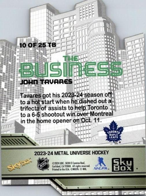 2023-24 SkyBox Metal Universe #10 TB John Tavares The Business